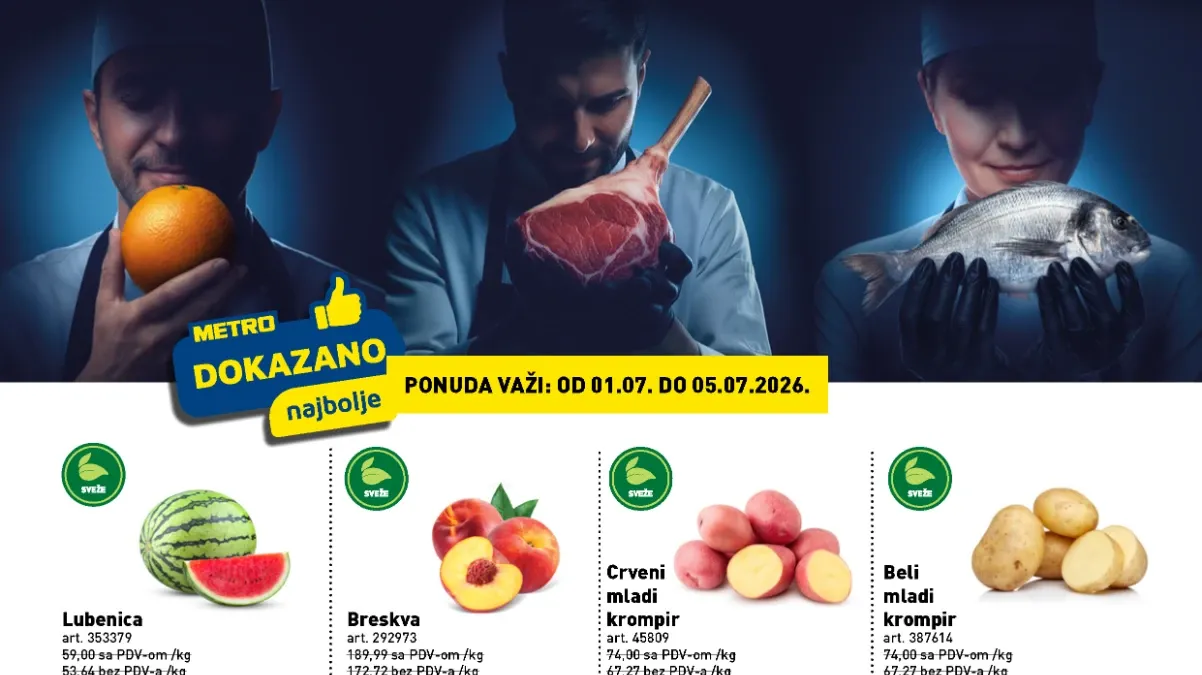 METRO Dokazano najbolje akcija jul 2026 – popusti na svježe voće, povrće, meso, ribu i zamrznute proizvode