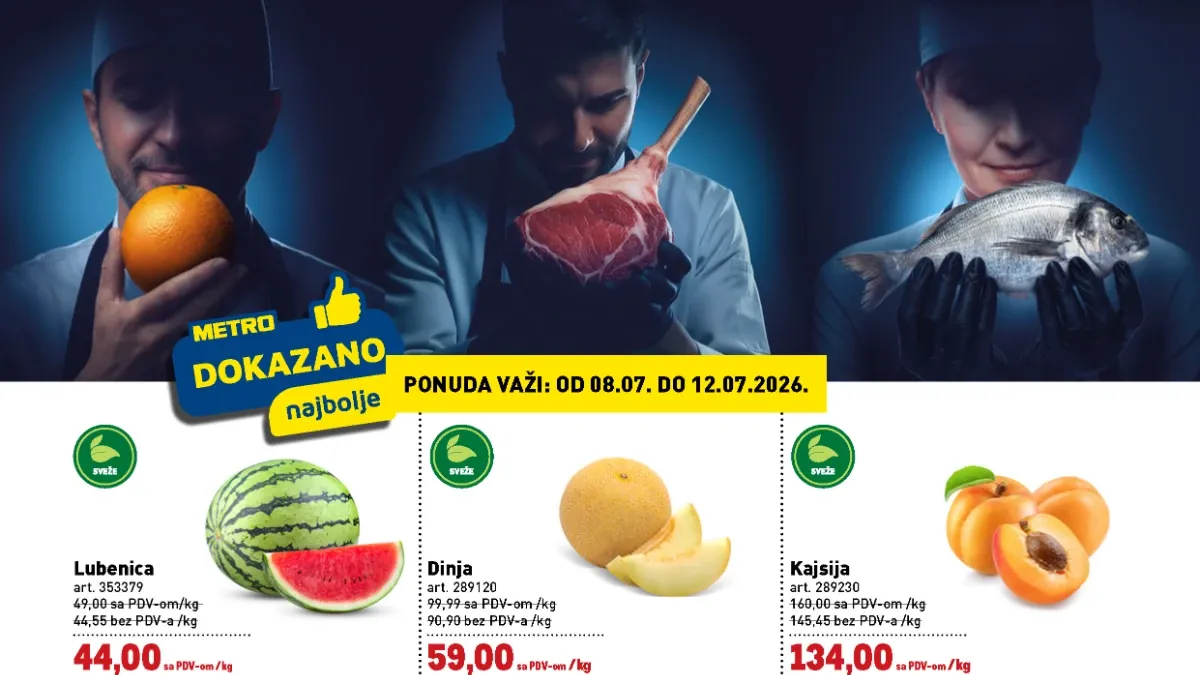 METRO Dokazano najbolje akcija jul 2026 – niže cene na sveže voće, povrće, meso, ribu i zamrznuti program
