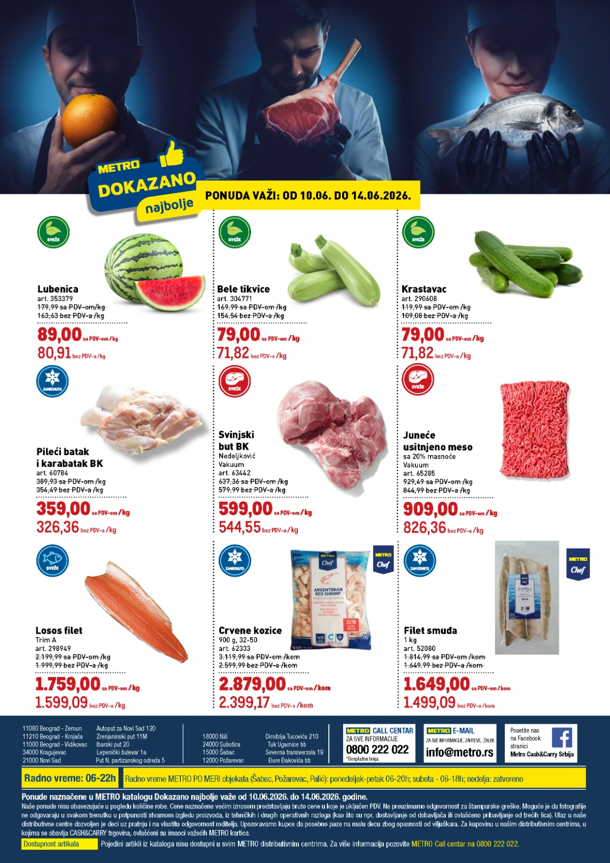 METRO Dokazano najbolje katalog 10–14.06.2026 lubenica tikvice krastavac svinjski but juneće meso losos filet i smuđ na akciji