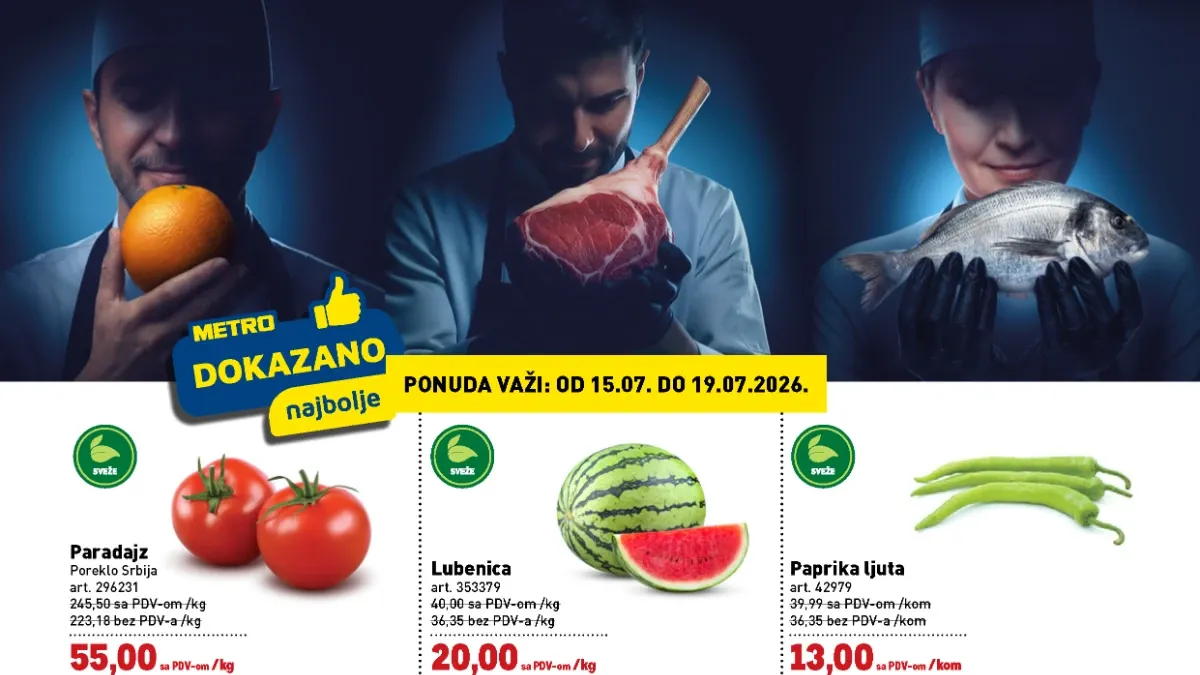 METRO Dokazano najbolje akcija od 15. do 19.07.2026. – popusti do 25% na sveže namirnice i zamrznuti program