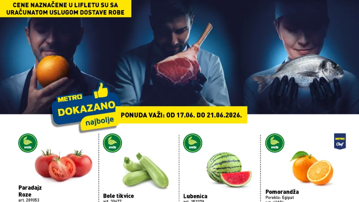 METRO katalog do 21.06.2026 – sveže voće, povrće, meso, riba i drugi proizvodi po sniženim cenama