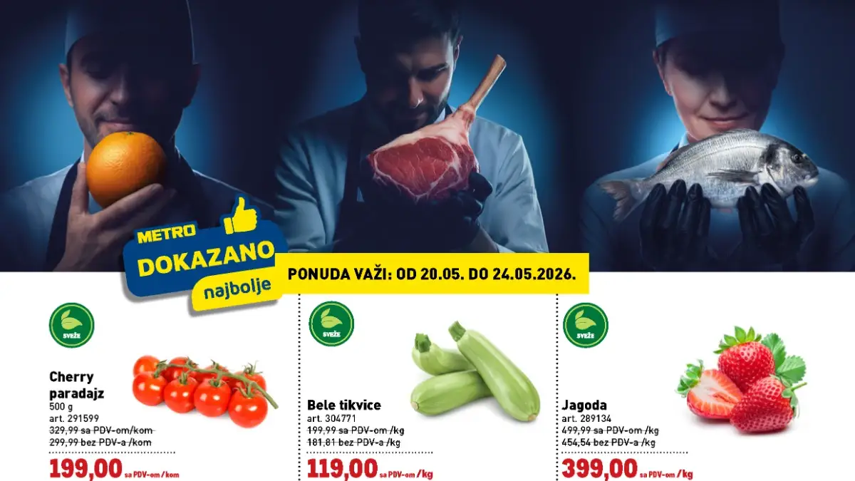 METRO Dokazano najbolje katalog 20.05–24.05.2026 jagode juneće meso ćevapi losos i pileći file na sniženju