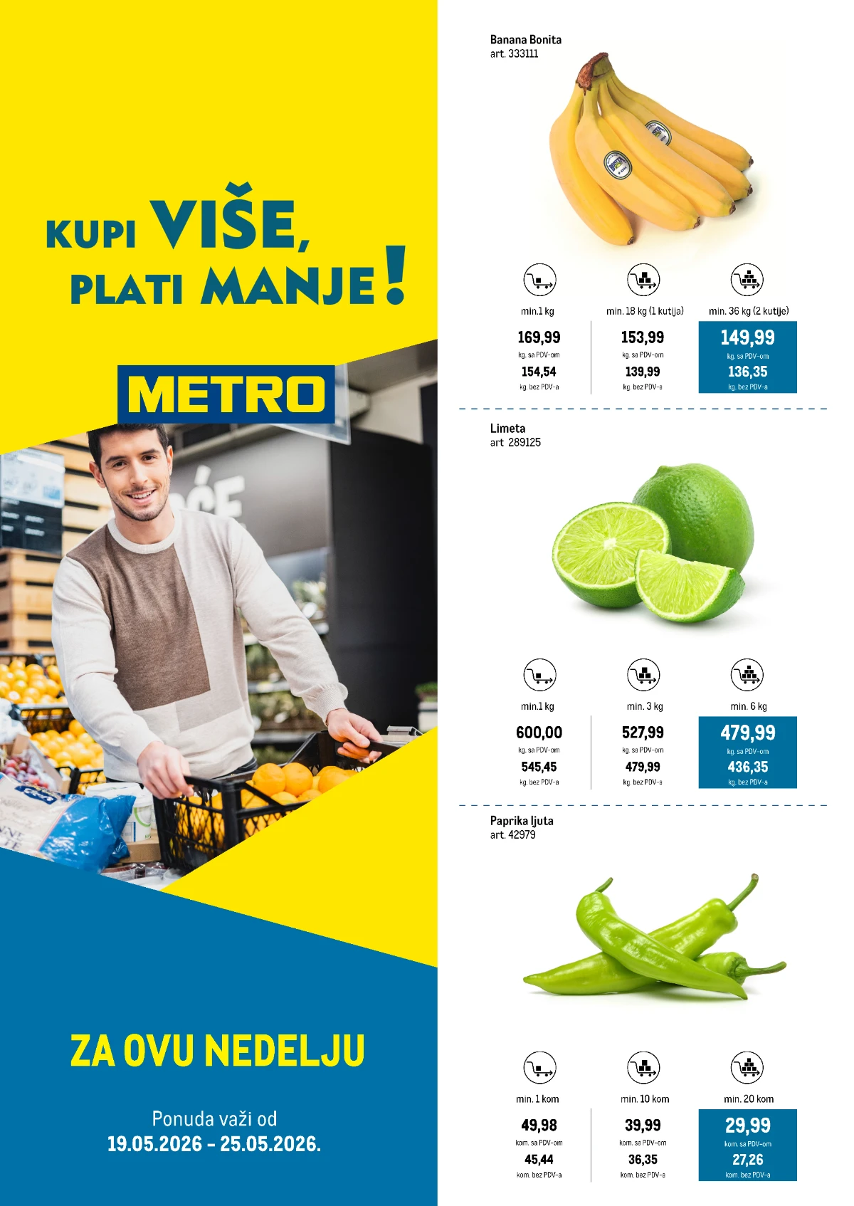 METRO katalog kupi više plati manje 19–25.05.2026 – prehrana, voće, povrće i artikli široke potrošnje uz sniženja do 40%