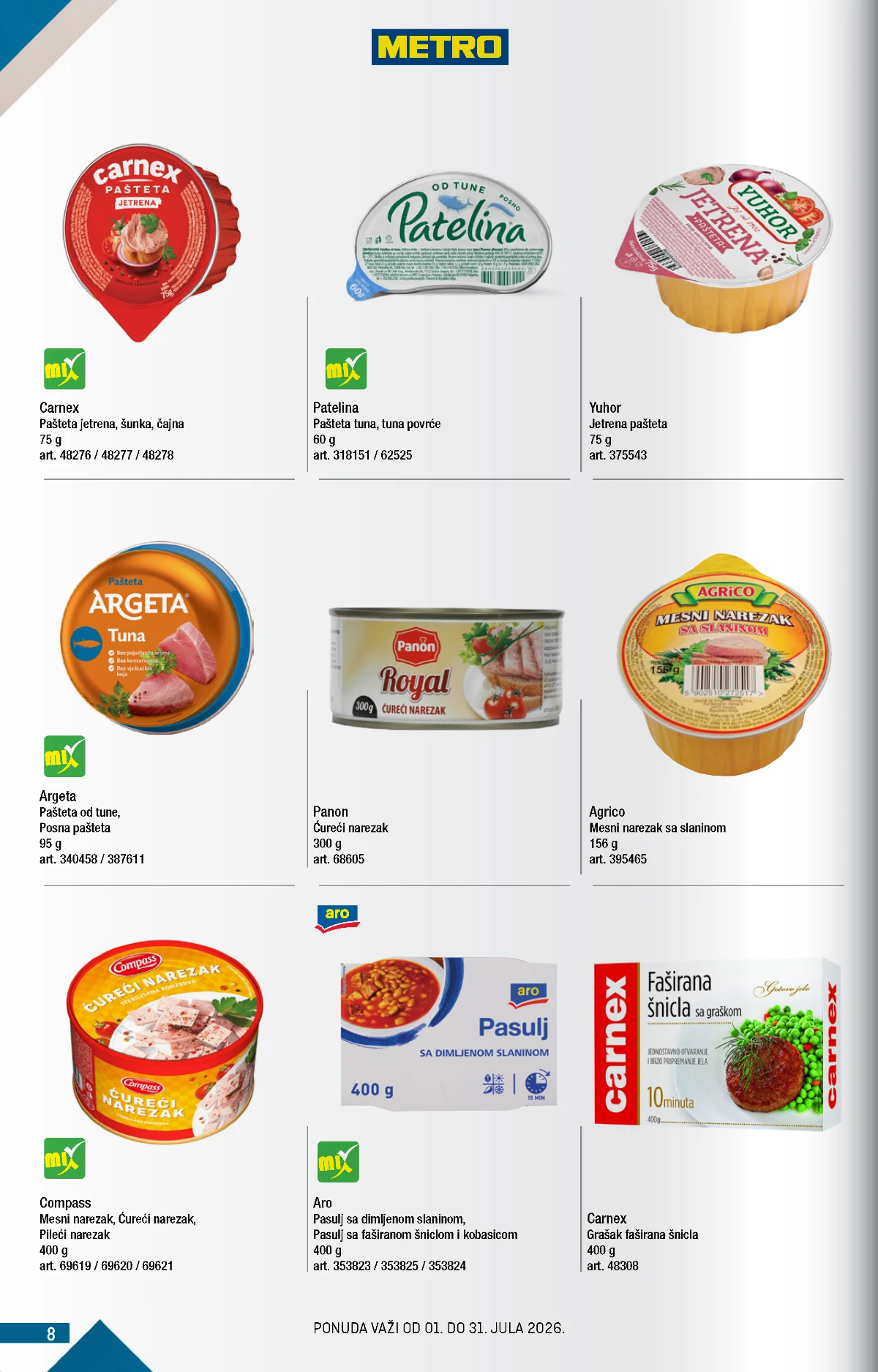 METRO katalog jul 2026 – paštete, mesni narezak, pasulj i gotova jela