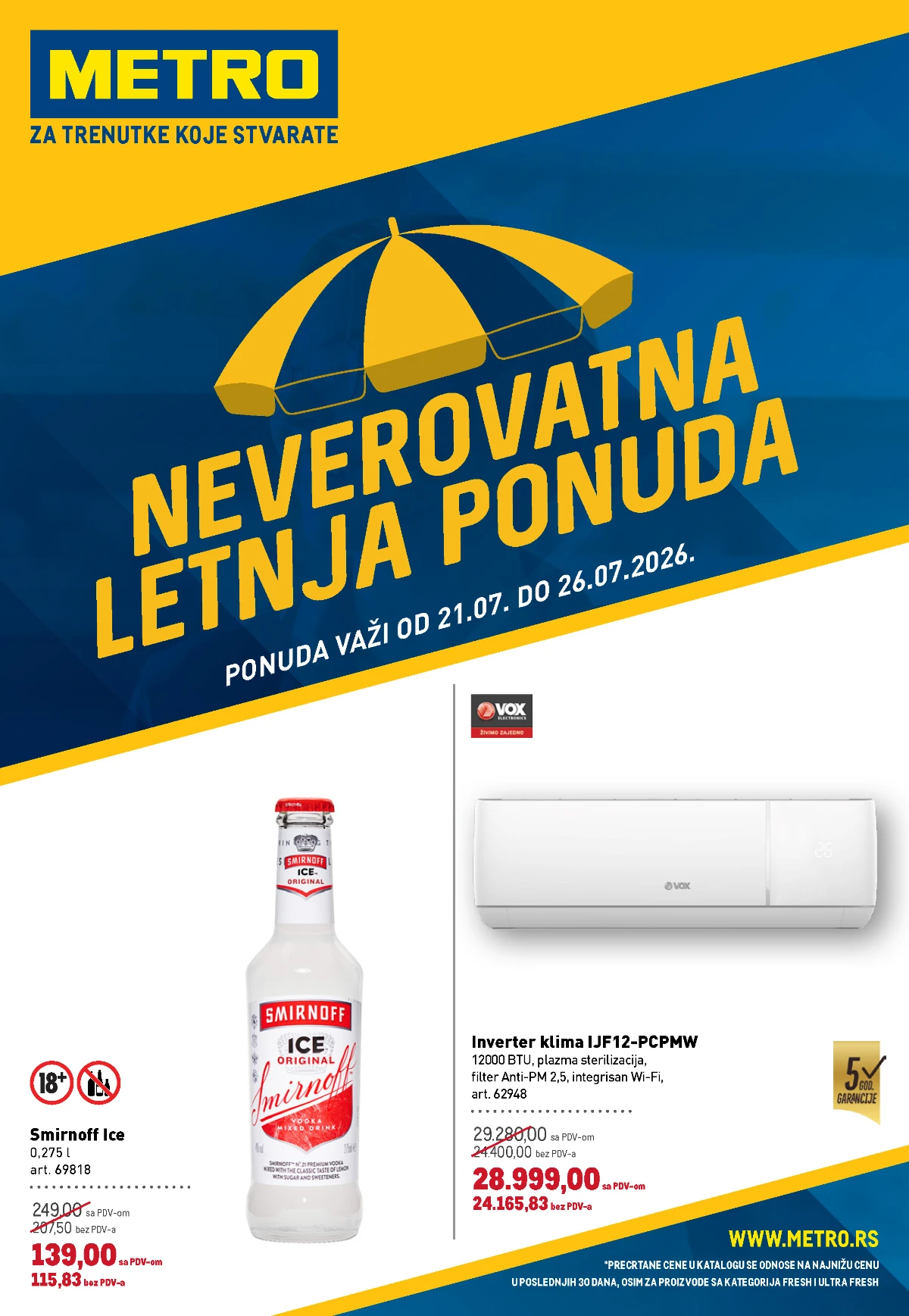 METRO Neverovatna letnja ponuda do 26.07.2026. – akcijske cene prehrane, pića, tehnike i proizvoda za domaćinstvo