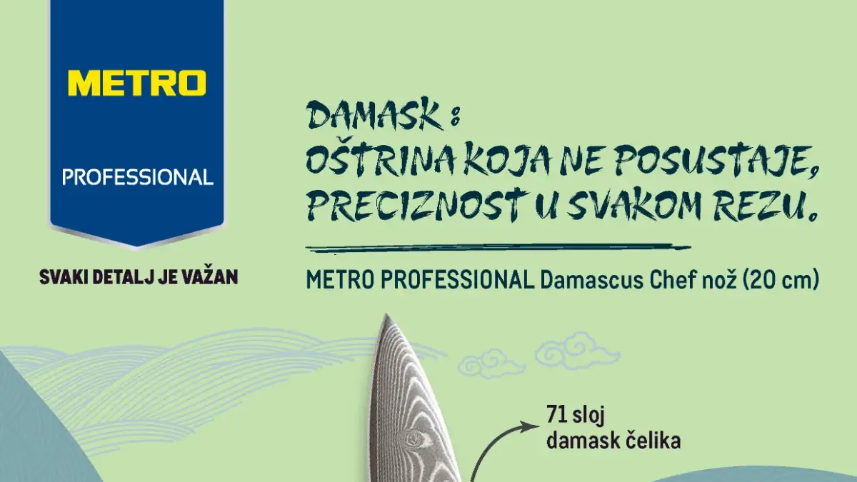 METRO Professional Damascus Chef nož od damask čelika i troslojni tiganj na akciji do 30.06.2026