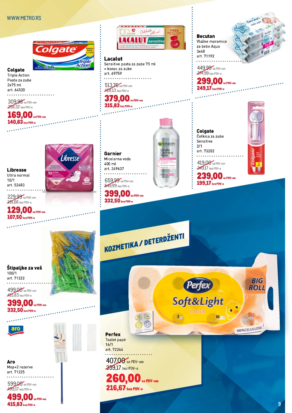 METRO katalog sa akcijskim cenama na kozmetiku, šampone, gelove i proizvode za ličnu higijenu