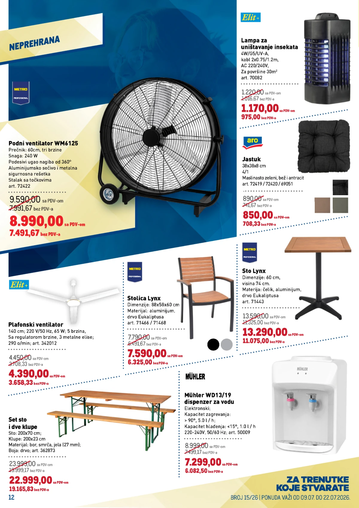 METRO katalog sa akcijskim cenama na sezonske proizvode, opremu i dodatni asortiman