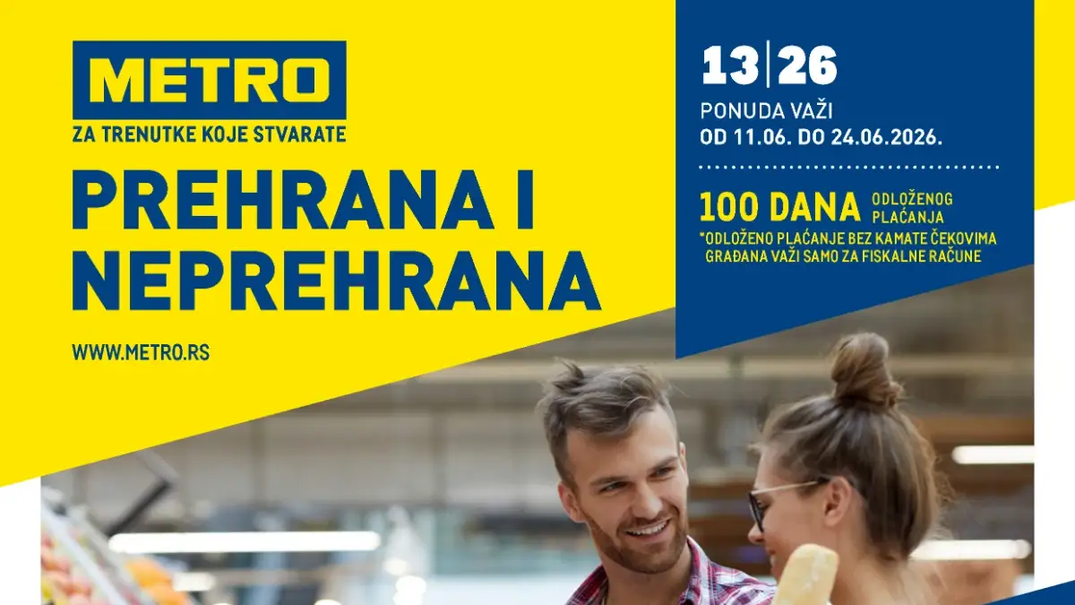 Metro akcija do 46% popusta – prehrana, piće, kozmetika i neprehrana na sniženju do 24.06.2026