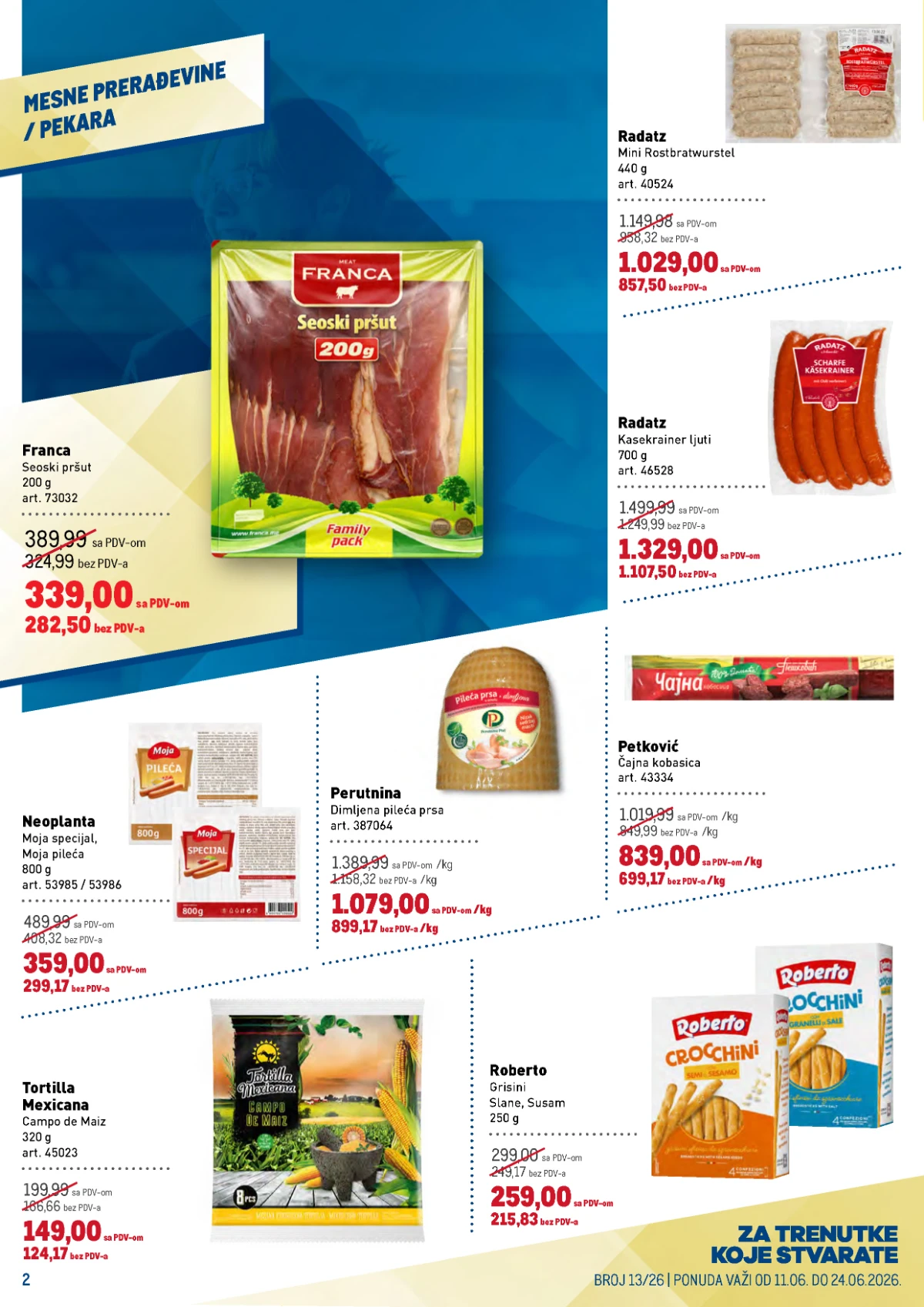 Metro katalog strana 2 – mesne prerađevine i pekara na akciji