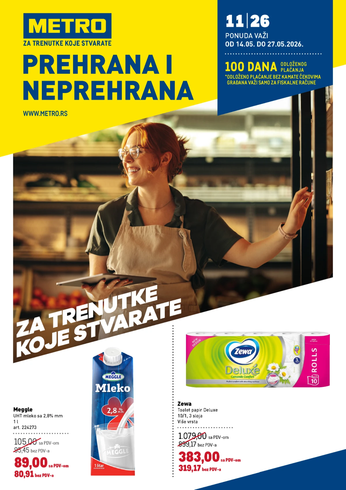 Metro katalog prehrana i neprehrana strana 1 – Meggle mleko 89 din i Zewa Deluxe 383 din