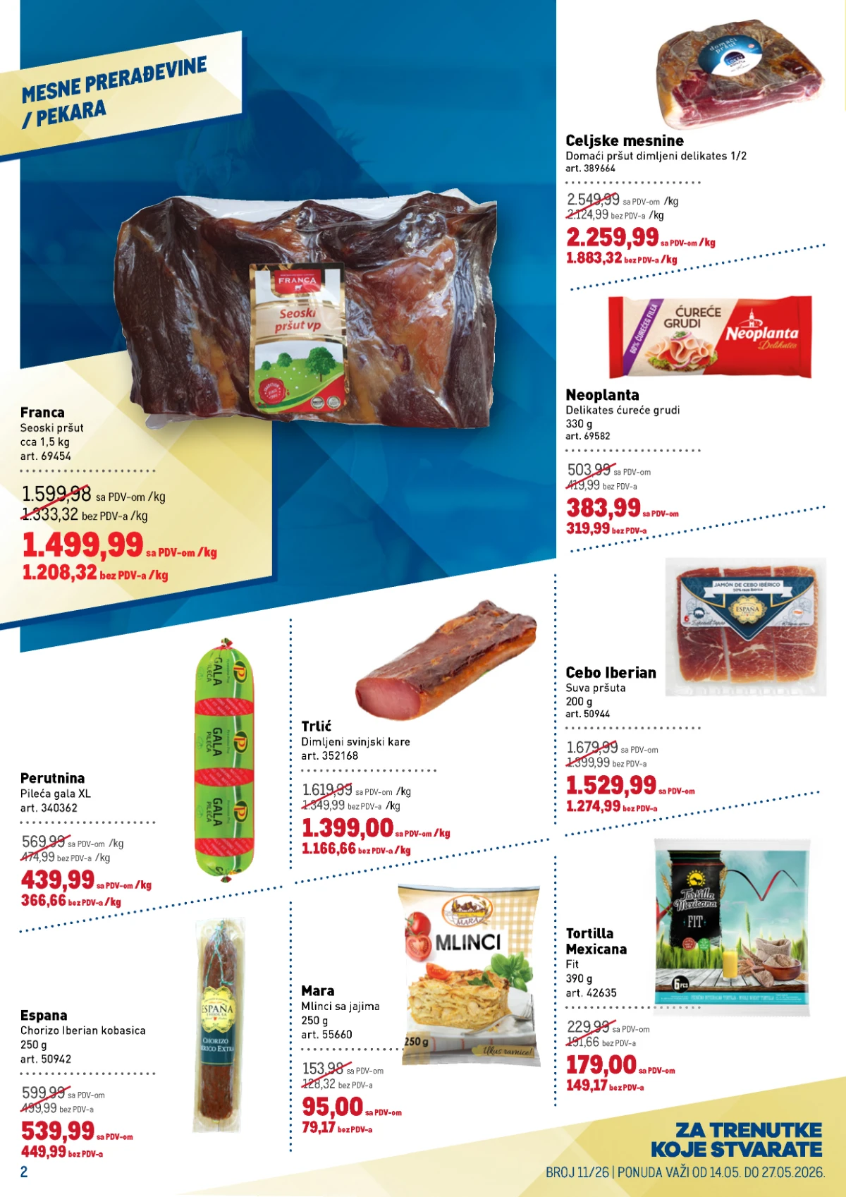 Metro katalog strana 2 – Franca pršut, pileća gala i Trlić dimljeni kare