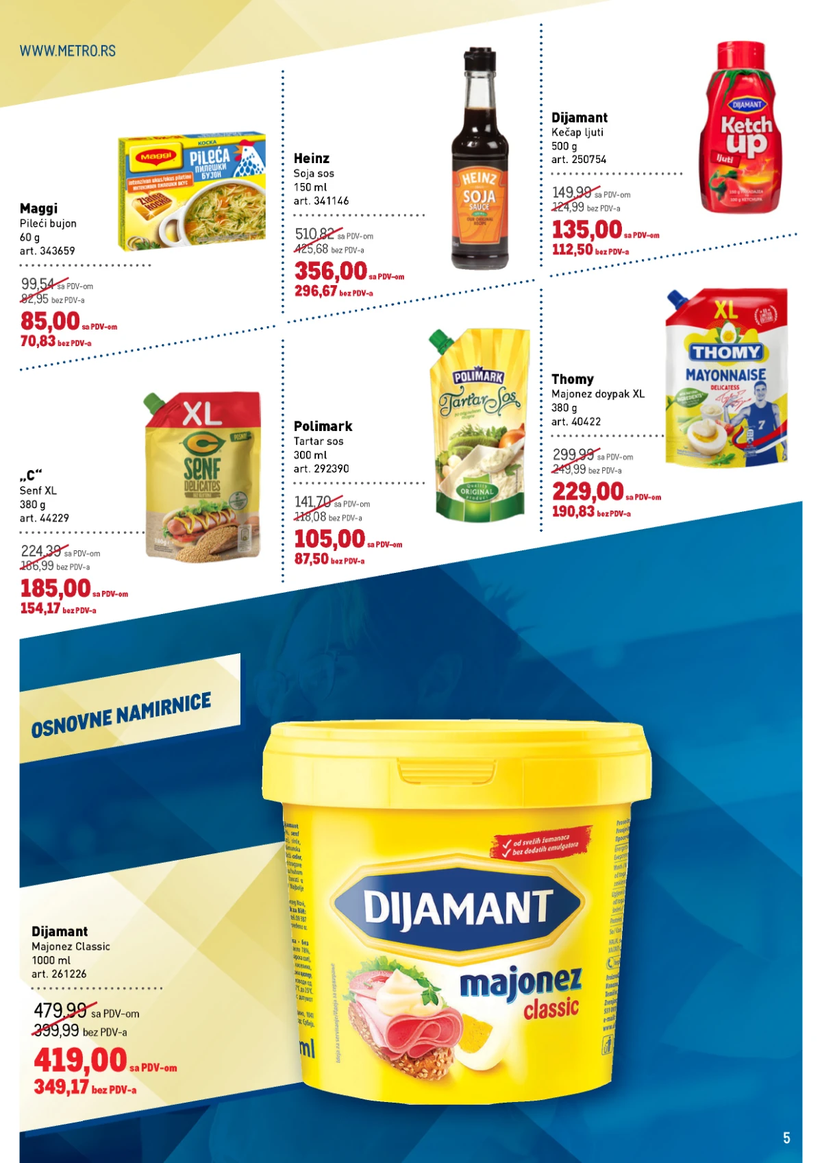 Metro katalog strana 5 – Dijamant majonez, Thomy majonez i Heinz soja sos