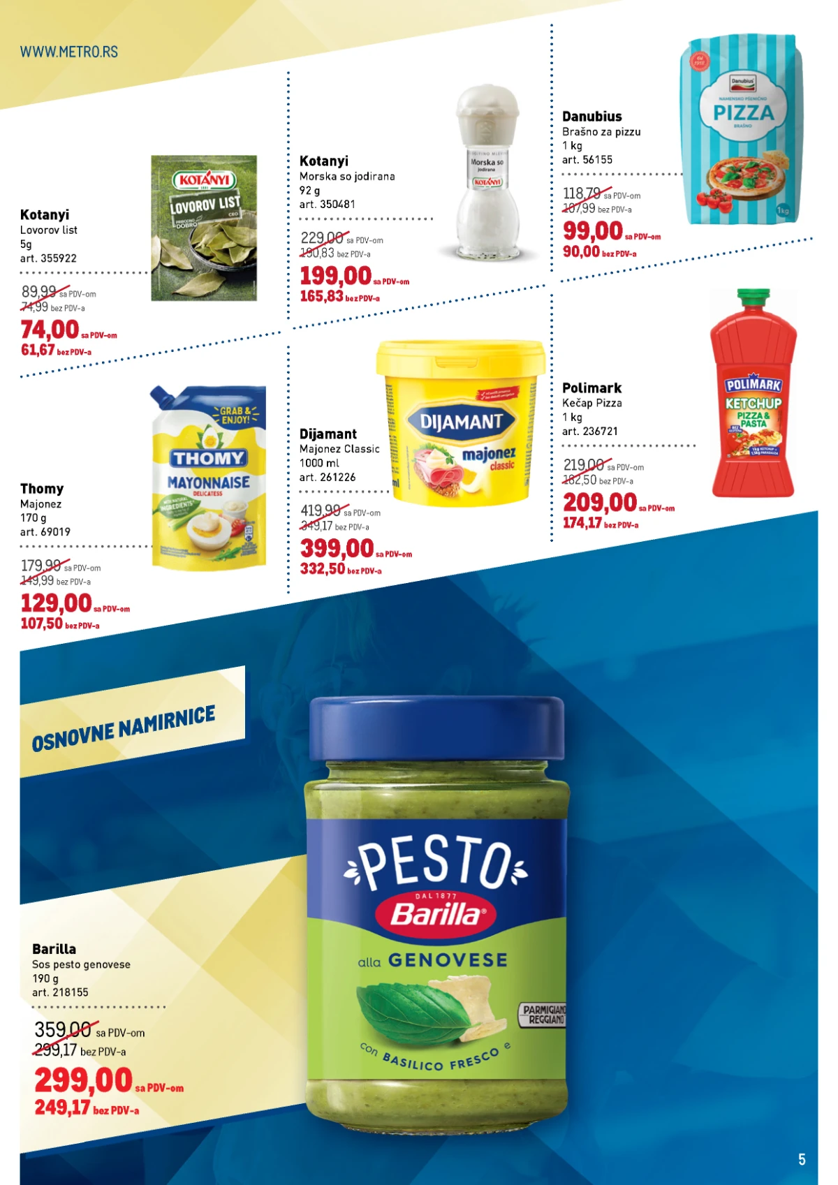 METRO katalog strana 5 – osnovne namirnice i dodaci za pripremu hrane