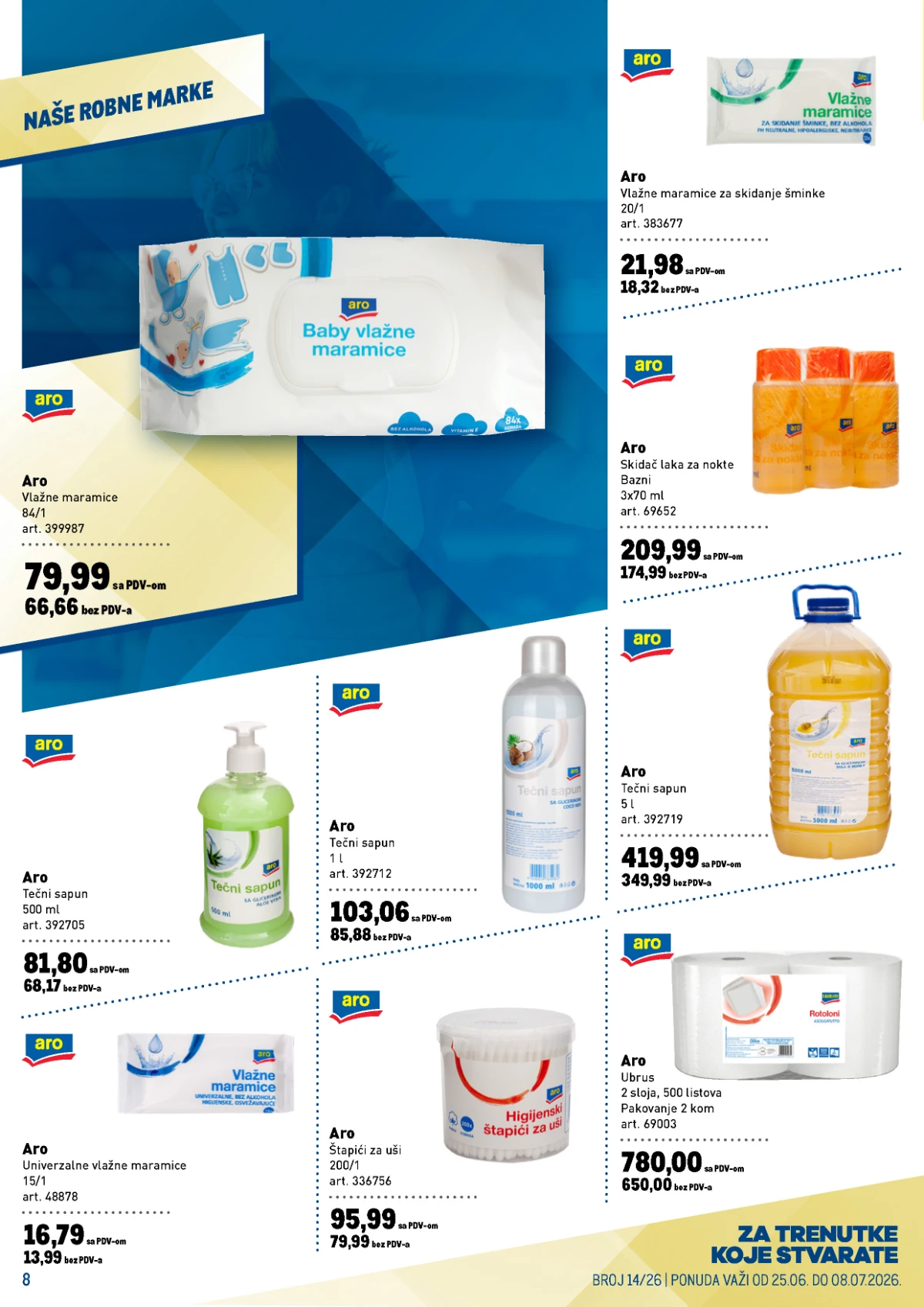 METRO katalog strana 8 – Aro proizvodi i sredstva za higijenu