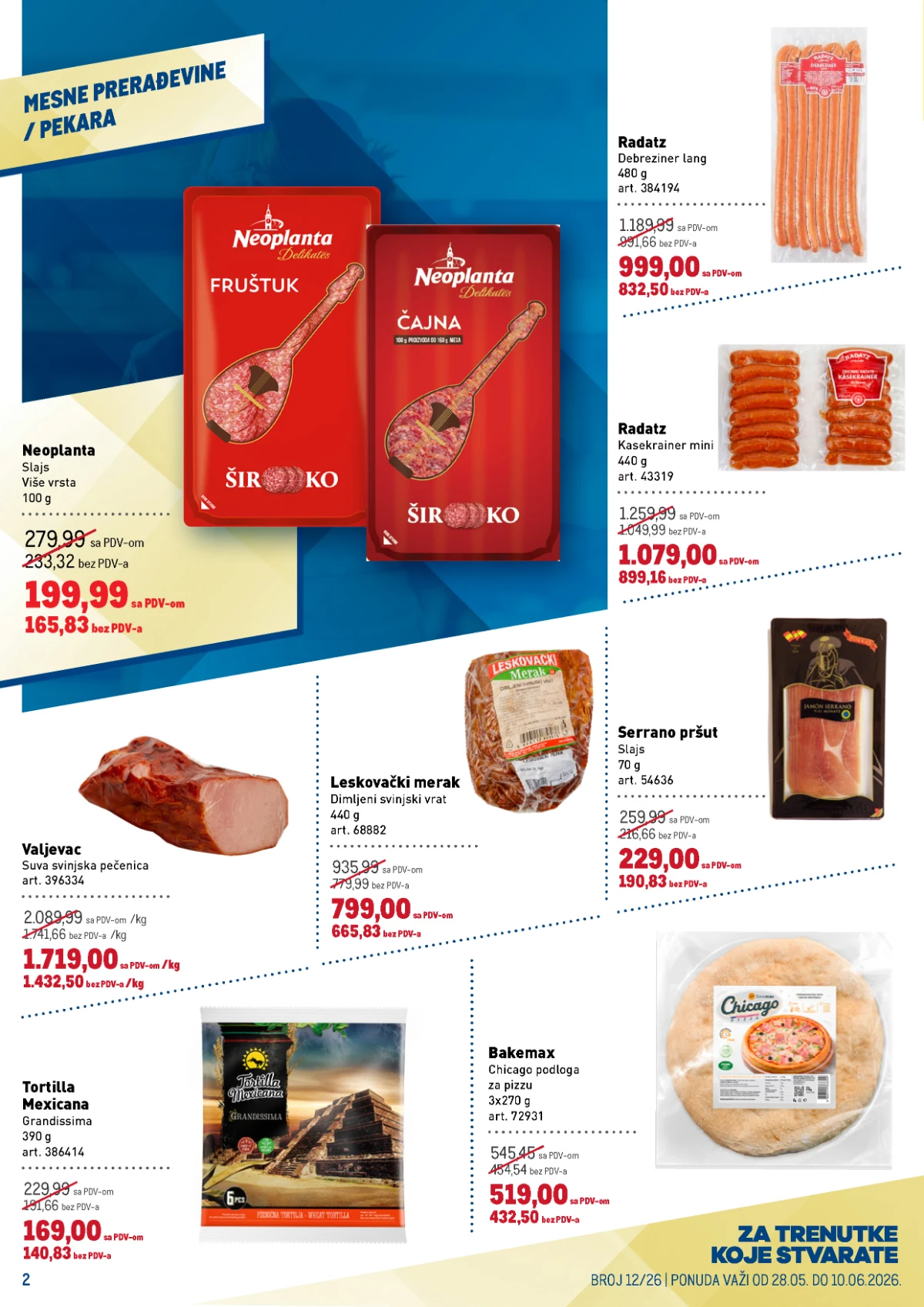 METRO katalog strana 2 – mesne prerađevine, Neoplanta, Radatz i tortilja na akciji
