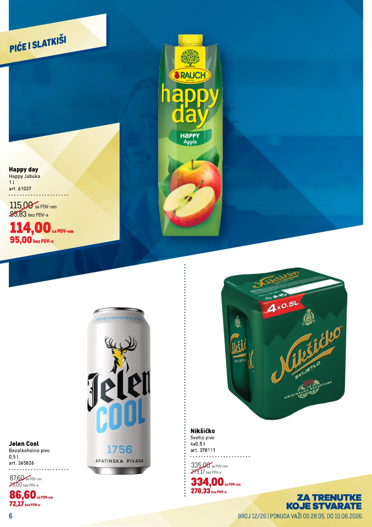 METRO katalog strana 6 – Happy Day sok, Jelen Cool i Nikšićko pivo na akciji