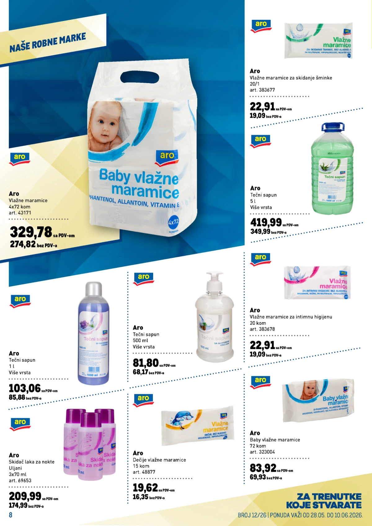 METRO katalog strana 8 – Aro vlažne maramice, tečni sapuni i sredstva za higijenu