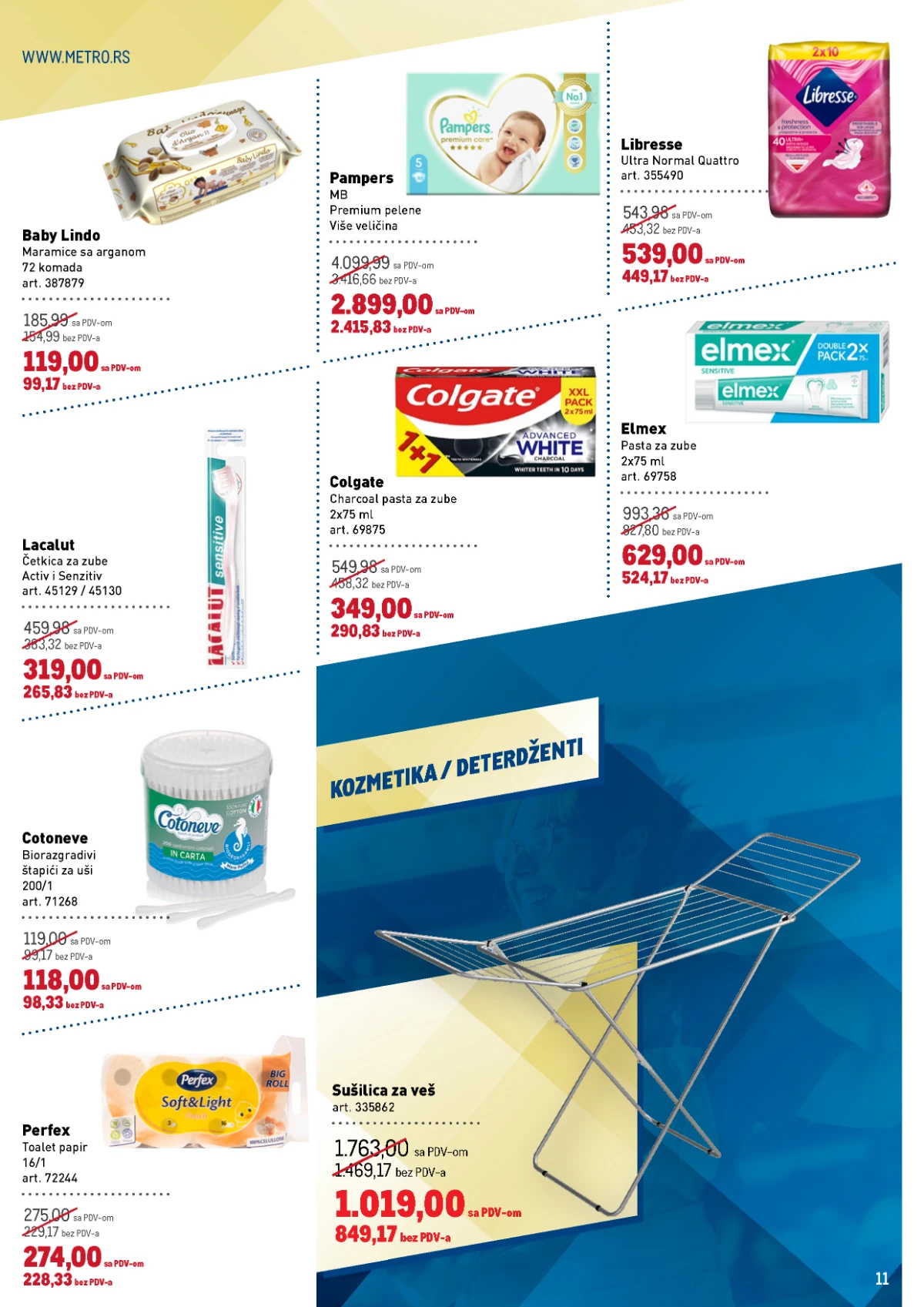 METRO katalog strana 11 – Pampers, Colgate, Perfex i sušilica za veš