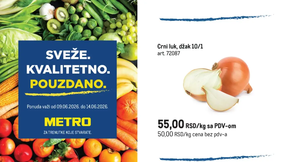 METRO akcija jun 2026 – banane 119 RSD, crni luk 55 RSD i šargarepa 84 RSD po kilogramu