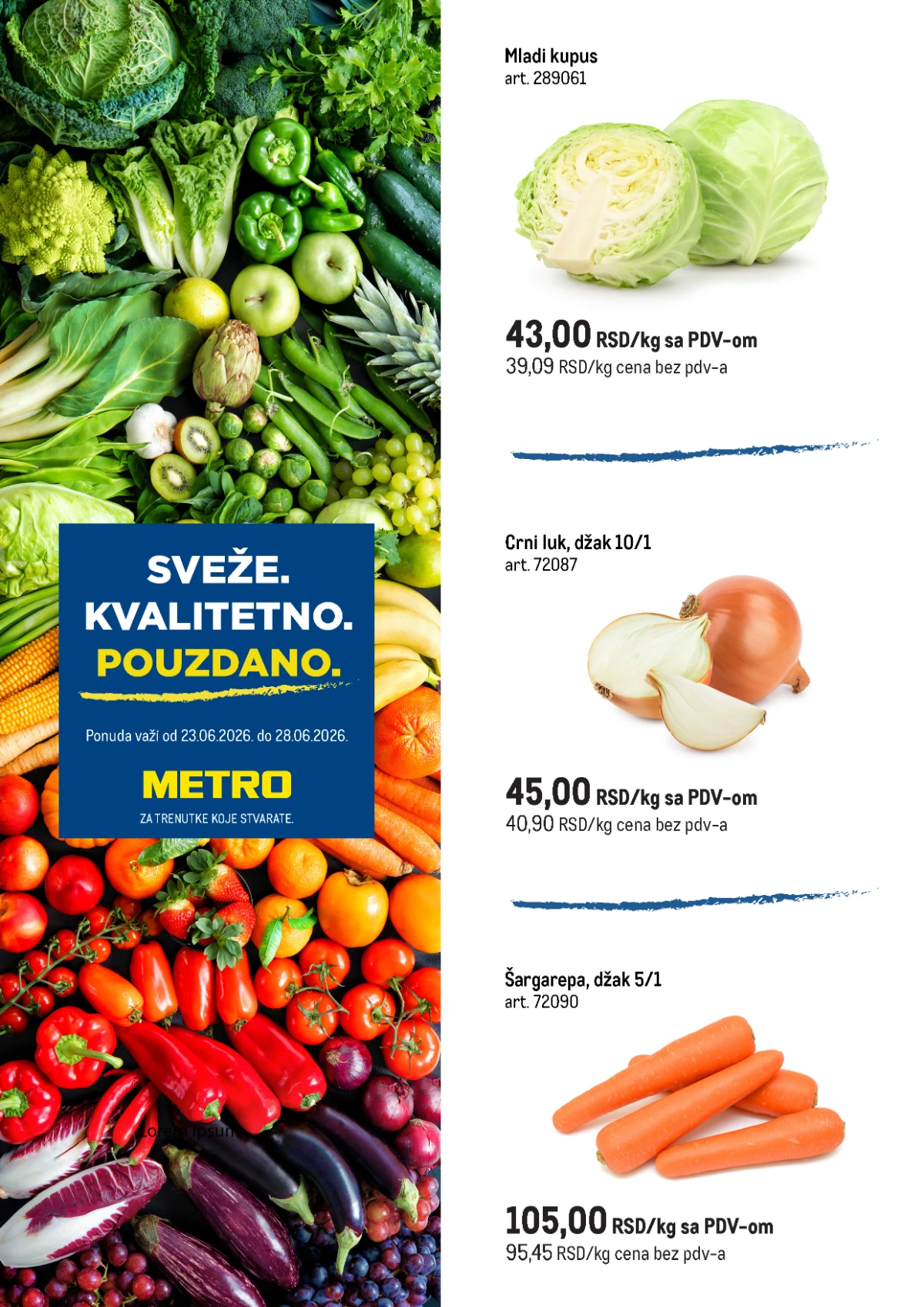 METRO akcija od 24. do 28.06.2026 – sveže voće, povrće, meso, riba i drugi proizvodi na sniženju