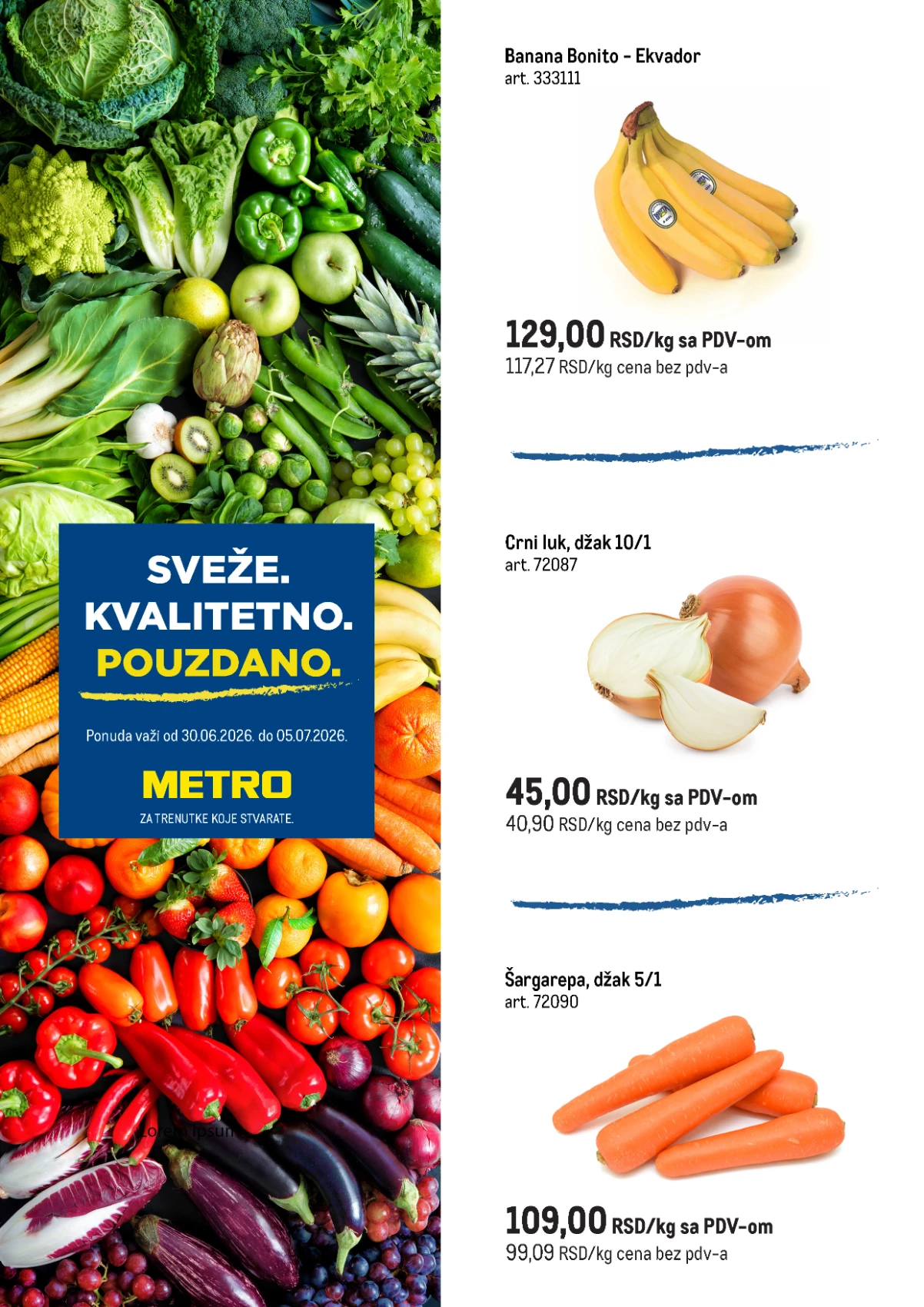 METRO Dokazano najbolje akcija od 01.07. do 05.07.2026. – popusti na voće, povrće, meso, ribu i zamrznuti program