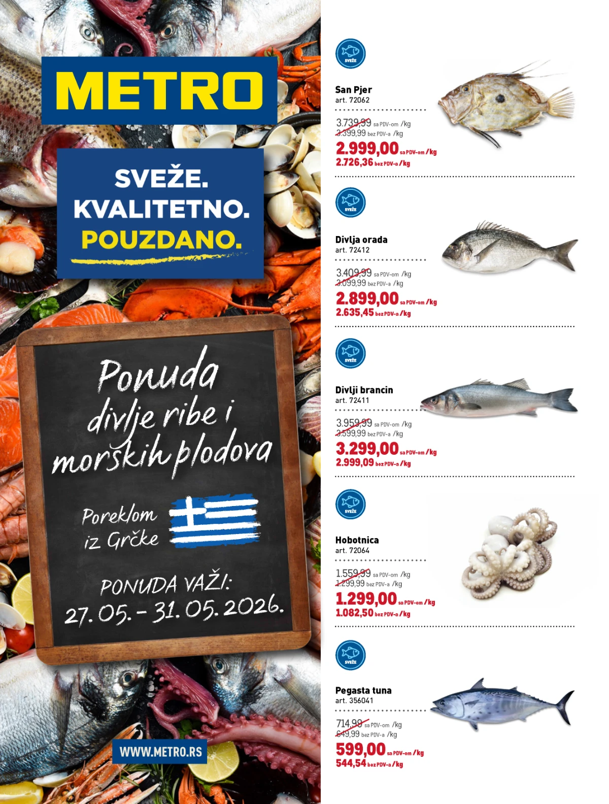 METRO katalog 27.05–31.05.2026 – san pjer, divlja orada, divlji brancin, hobotnica i pegasta tuna na akciji