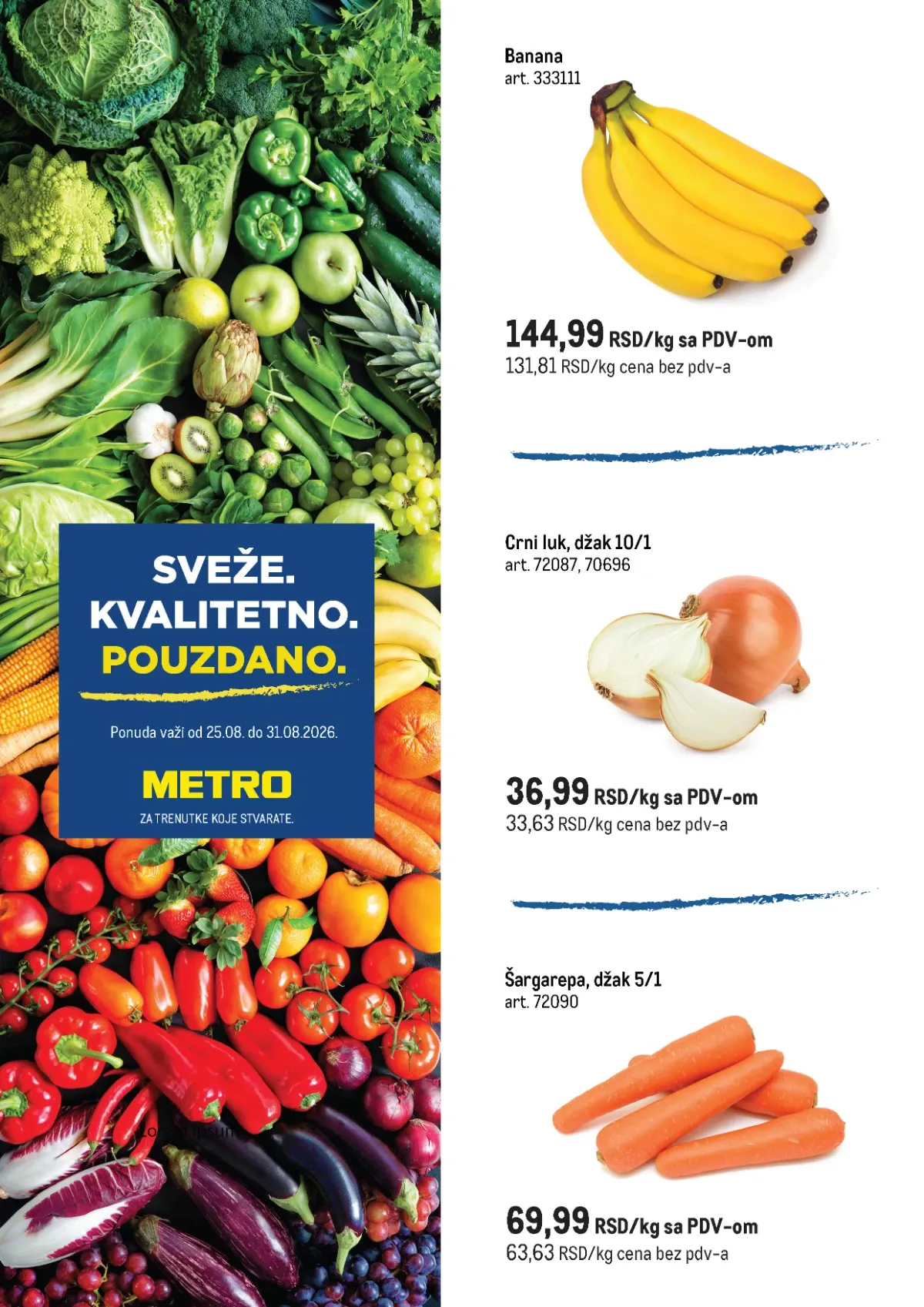 METRO akcija od 25.08. do 31.08.2026. – banane, crni luk i šargarepa po akcijskim cenama