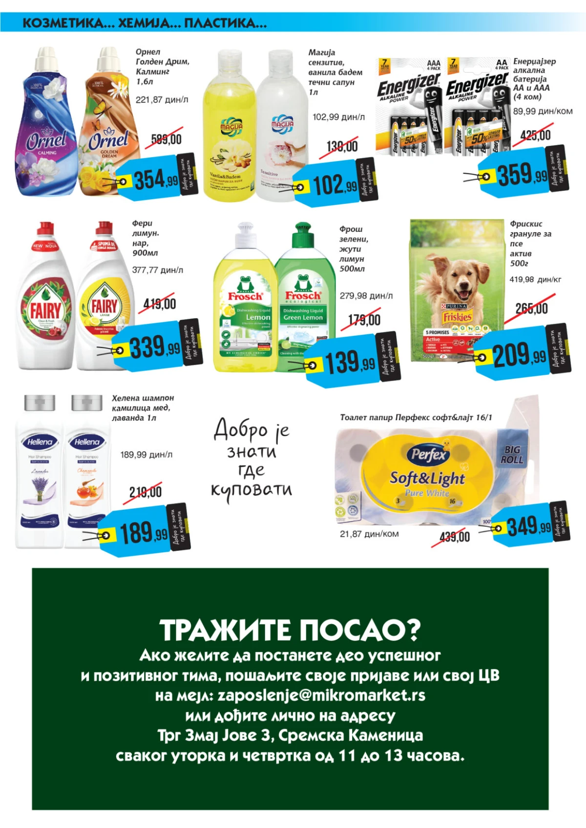Mikromarket hemija i kozmetika na akciji – Fairy, Ornel i Perfex po nižim cenama