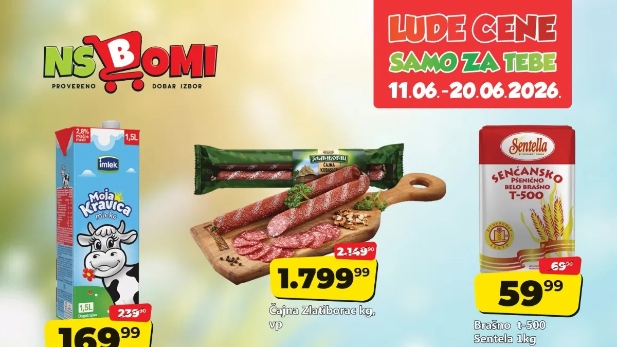 NS Bomi lude cene od 11.06. do 20.06.2026 uz popuste do 31 odsto i cene već od 59,99 RSD