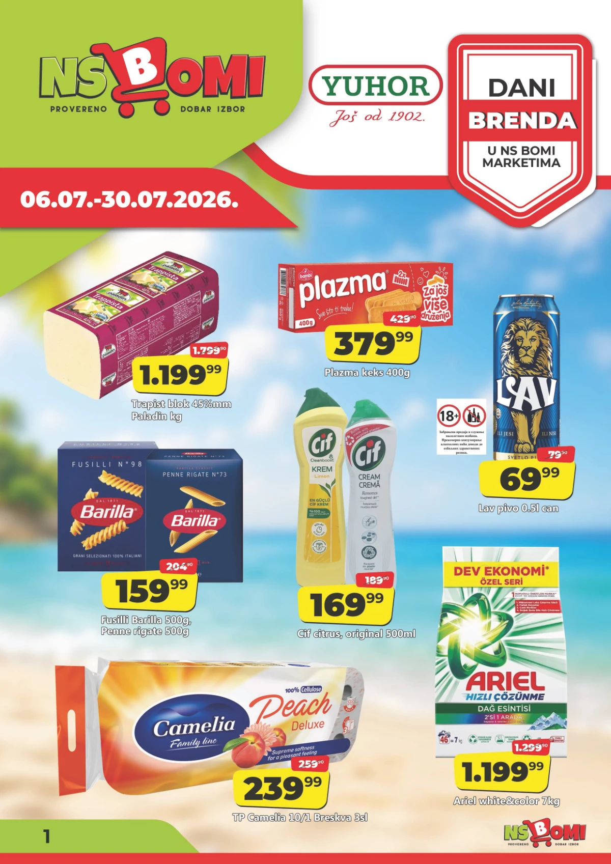 NS Bomi katalog Dani brenda Yuhor od 06. do 30.07.2026. – uštede do 43% na prehranu, piće i kućnu hemiju