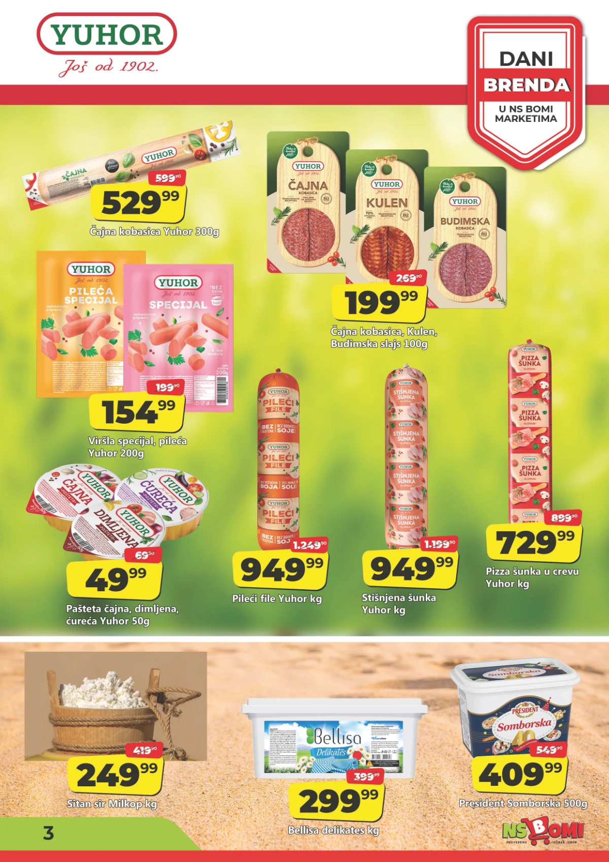 NS Bomi katalog strana 3 – Yuhor suhomesnati proizvodi, sirevi i delikatesi na akciji
