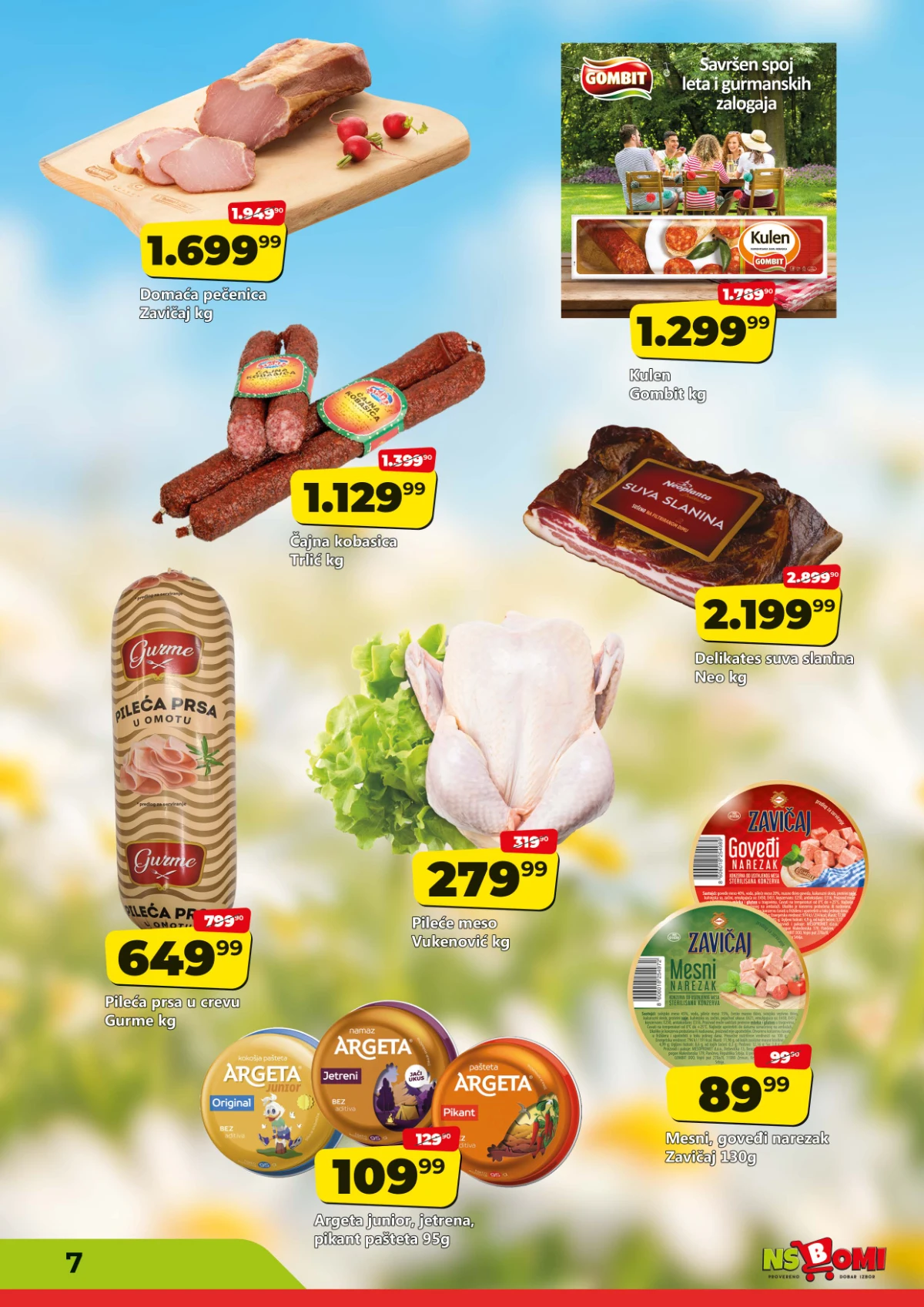NS Bomi katalog strana 7 – pečenica, kulen, piletina, paštete i mesni proizvodi na akciji