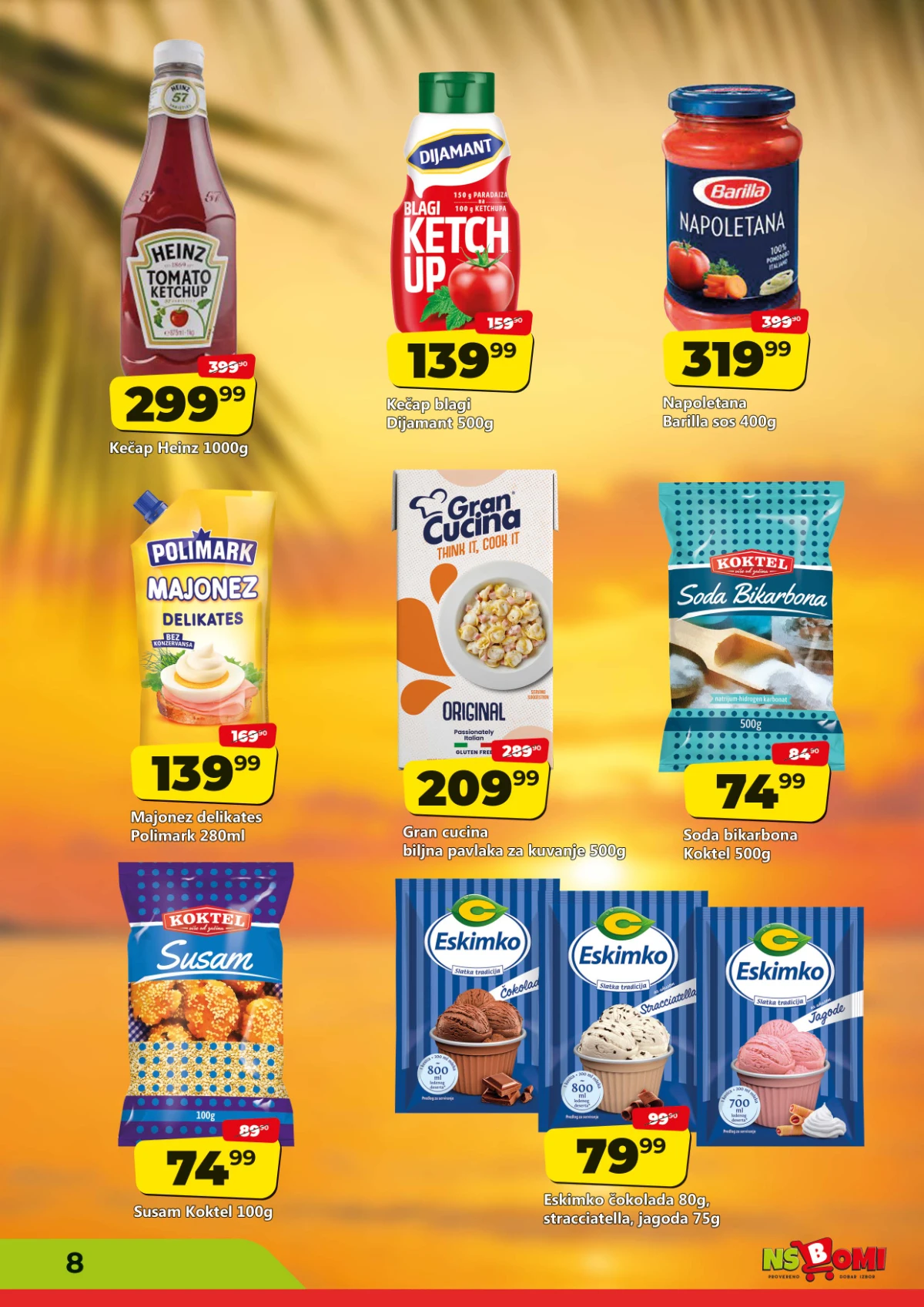 NS Bomi katalog strana 8 – kečap, majonez, testenine, začini i prehrambeni proizvodi na akciji