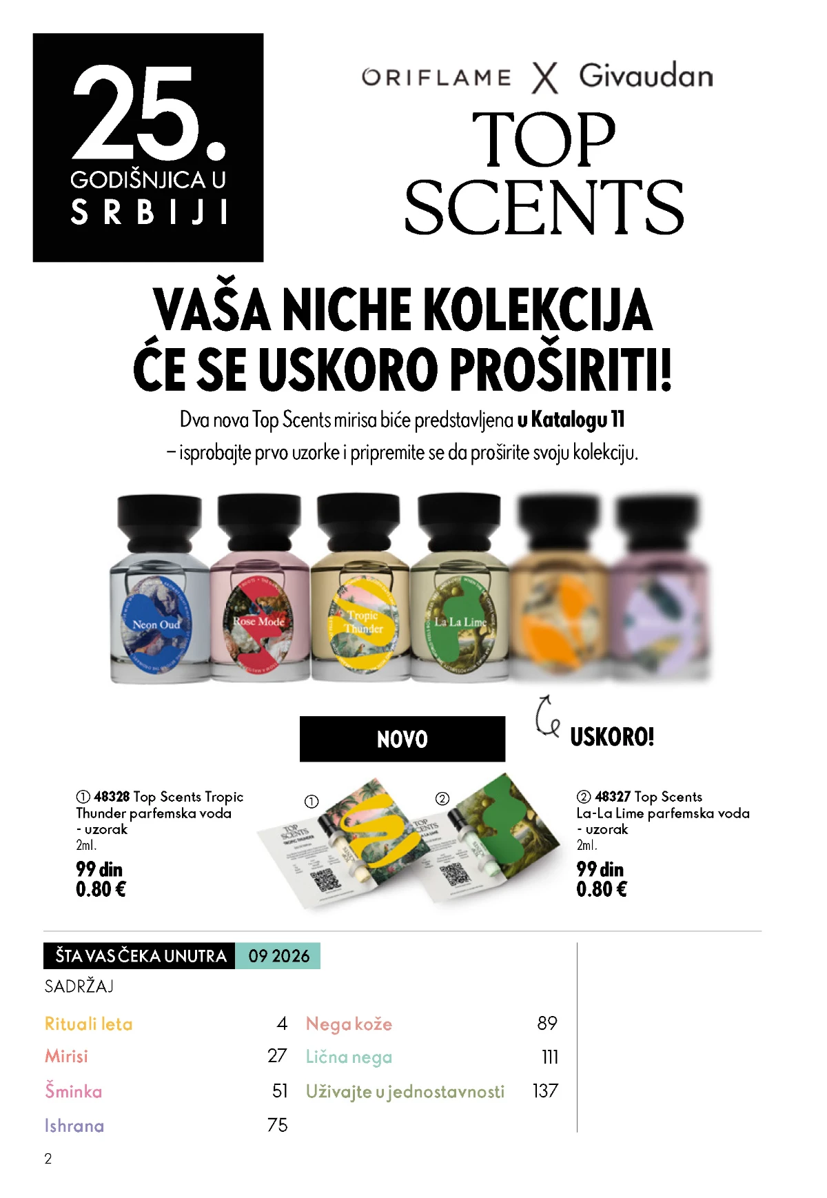 Oriflame Top Scents kolekcija parfema i uzoraka u katalogu 9/2026