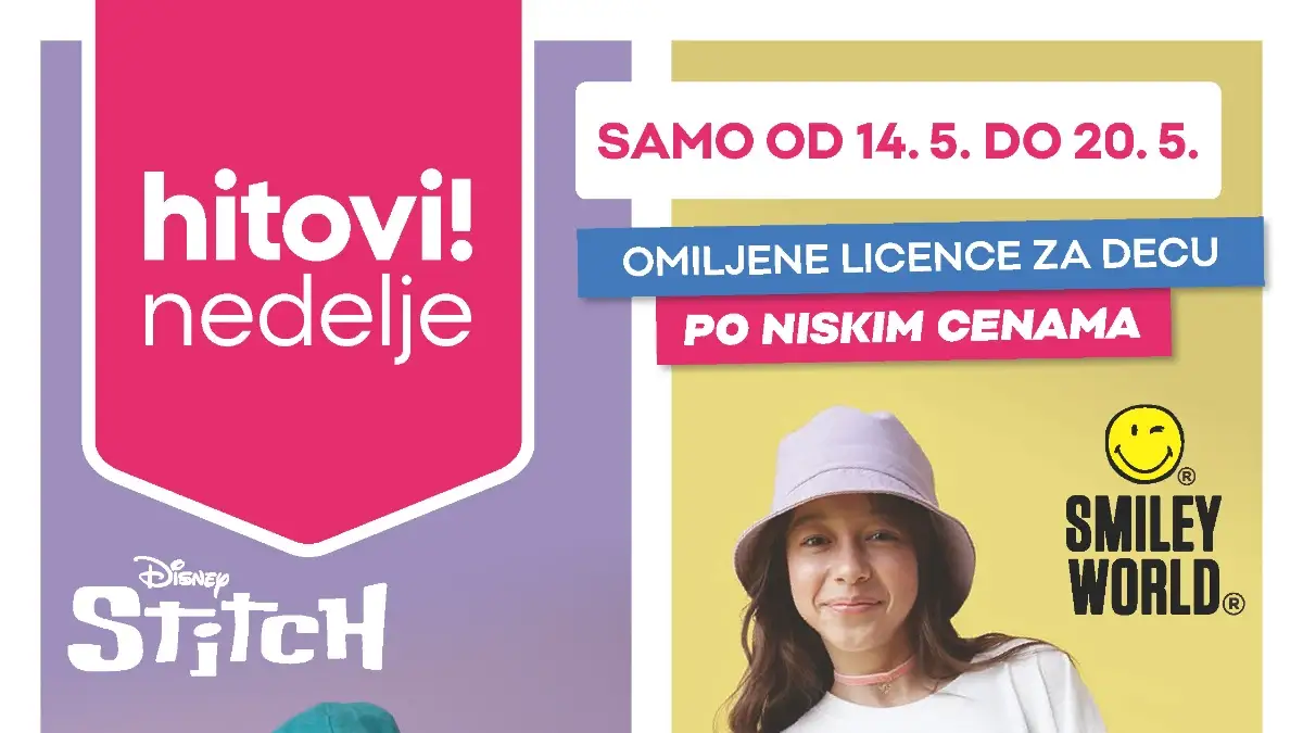 Pepco Hitovi nedelje maj 2026 Stitch majice od 300 RSD i SmileyWorld kolekcija