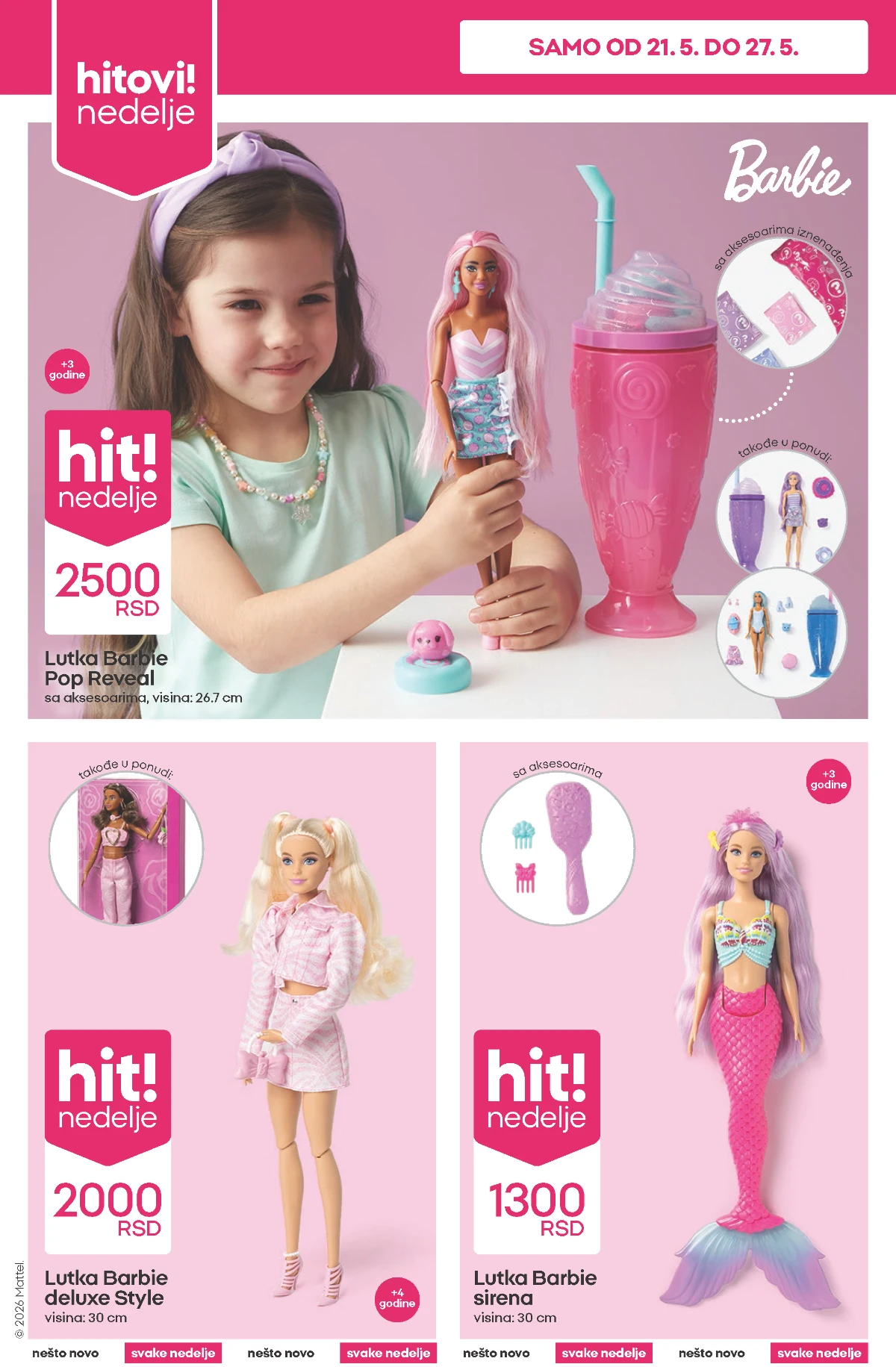 PEPCO Barbie igračke do 27.05.2026 – lutke i dodaci po cenama od 1300 RSD PEPCO Barbie igračke akcija 21–27.05.2026 Barbie lutke sirena i deluxe style po niskim cenama