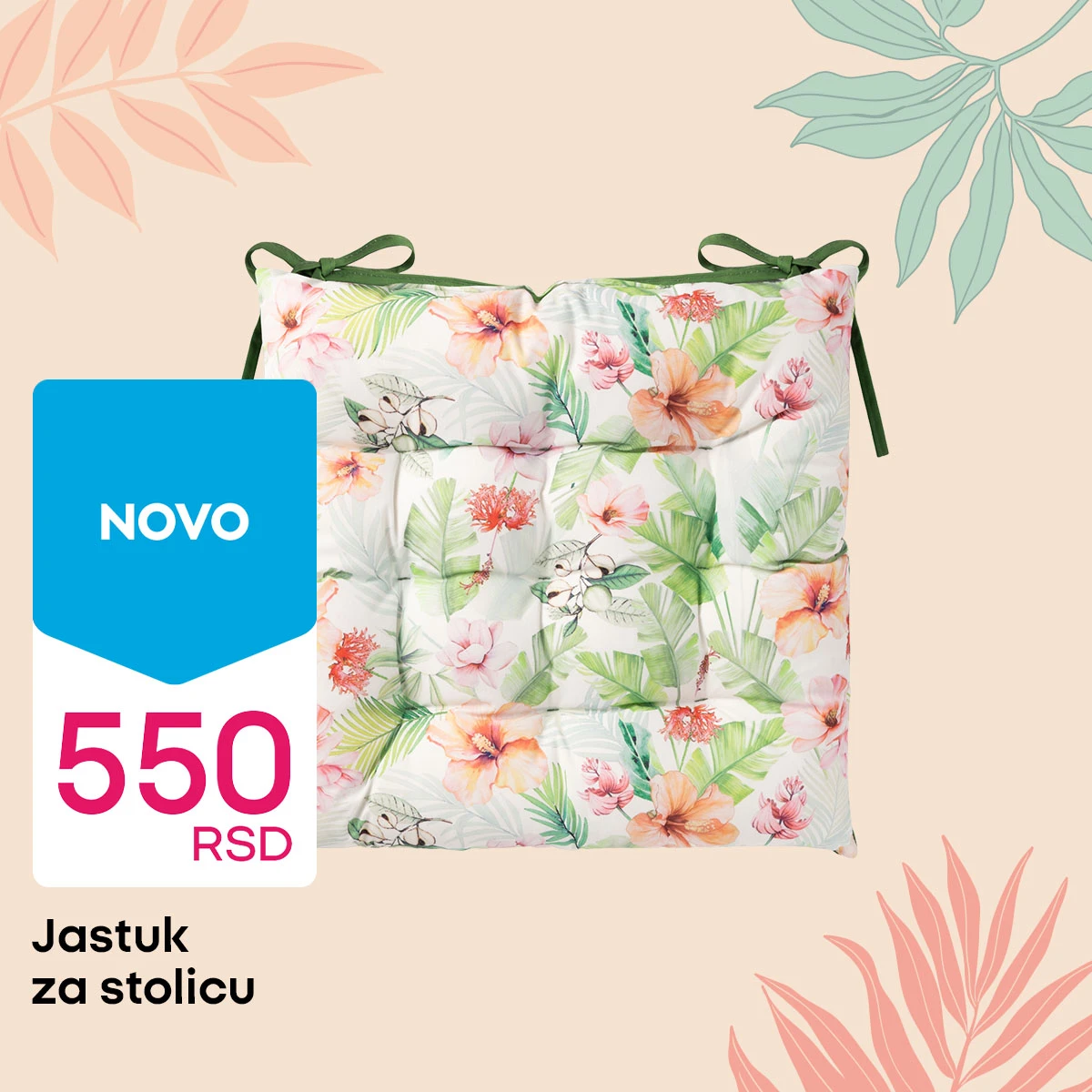 Pepco jastuk za stolicu cvjetni tropski dizajn 550 RSD katalog
