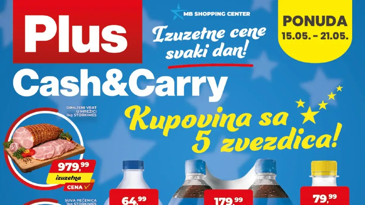 Plus Cash & Carry katalog akcija maj 2026 – Pepsi duo pack 179,99 din, Eurokrem 499,99 din i Persil 9kg 1.199,99 din