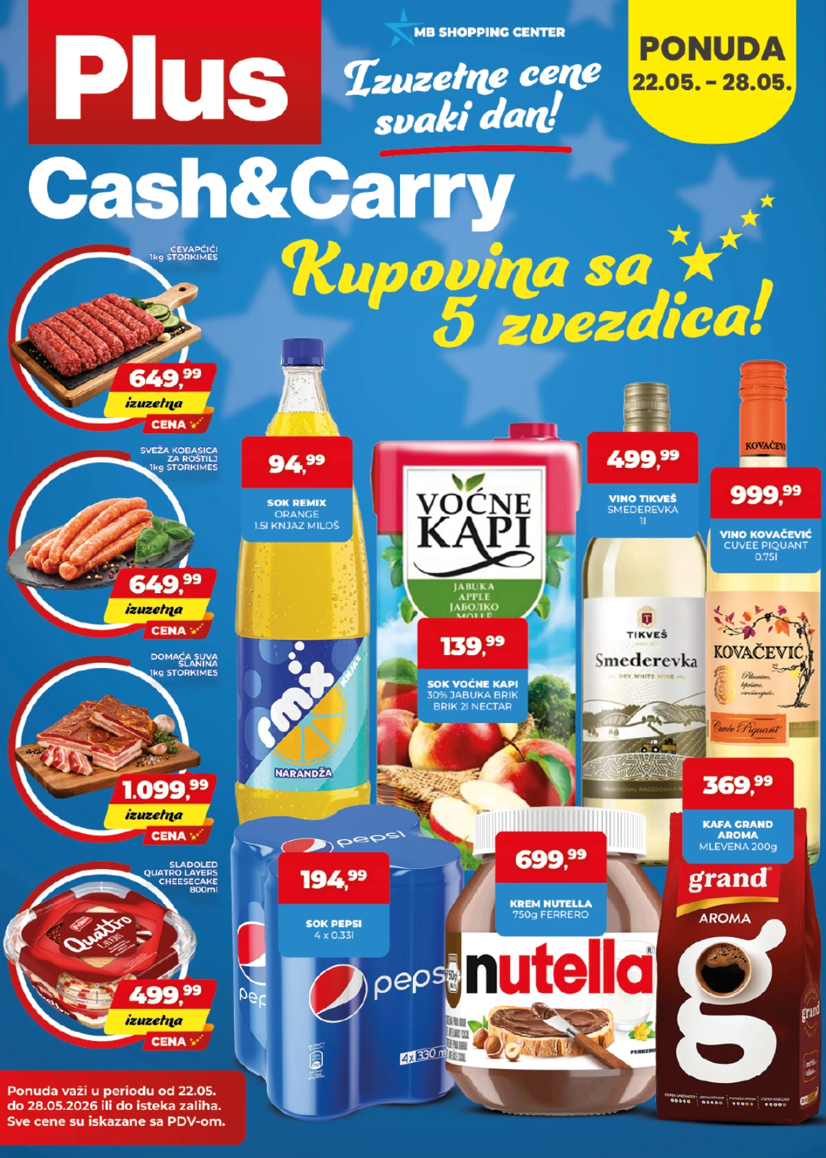 Plus Cash & Carry akcija do 28.05.2026 – Nutella, Grand kafa, Pepsi i meso po TOP cenama