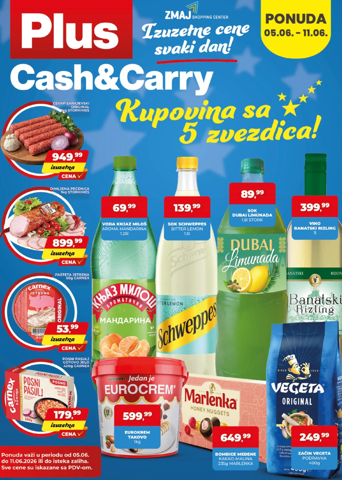 Plus Cash&Carry akcija do 11.06.2026 – prehrana, piće, delikatesi i proizvodi za domaćinstvo po akcijskim cenama