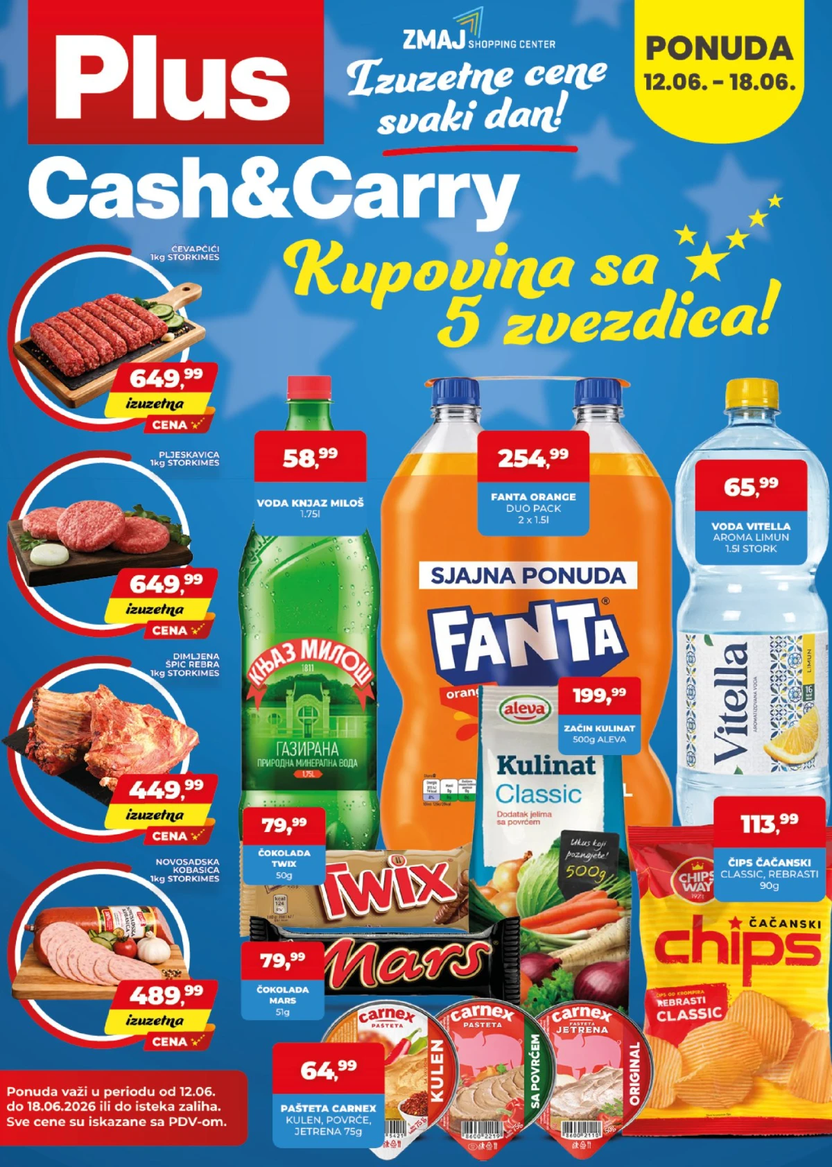 Plus Cash&Carry Zmaj akcija do 18.06.2026 – prehrana, piće, meso i proizvodi za domaćinstvo po akcijskim cenama