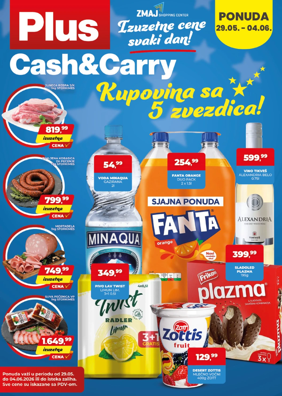 Plus Cash&Carry akcija 29.05–04.06.2026 – Fanta, Minaqua, Plazma i mesne prerađevine po akcijskim cenama