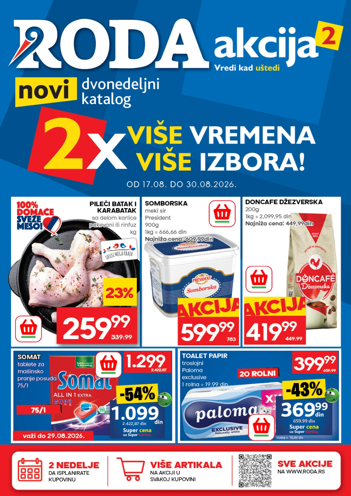 Roda katalog od 17.08. do 30.08.2026. – popusti do 54% na prehranu, meso, mlečne proizvode, kafu i proizvode za domaćinstvo