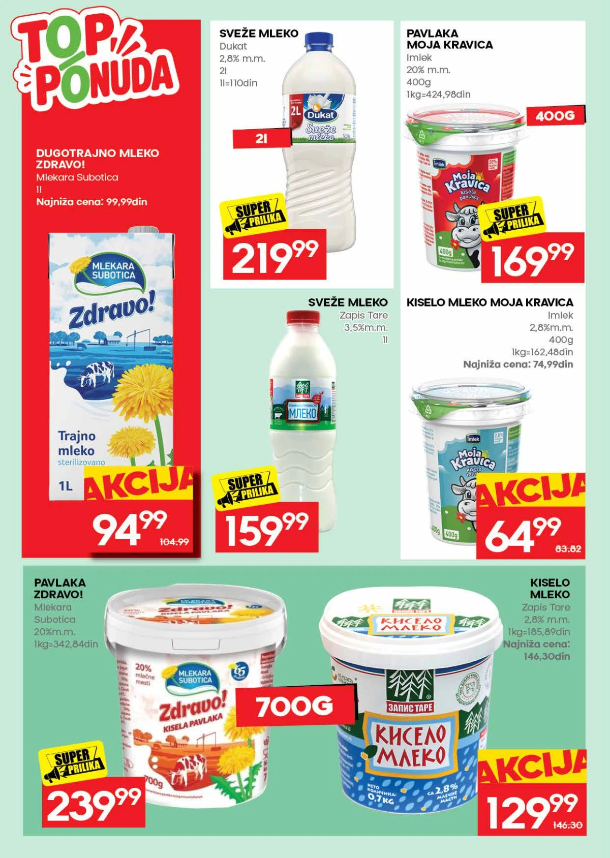 Roda katalog do 30.08.2026. – mleko, pavlaka i kiselo mleko na akciji