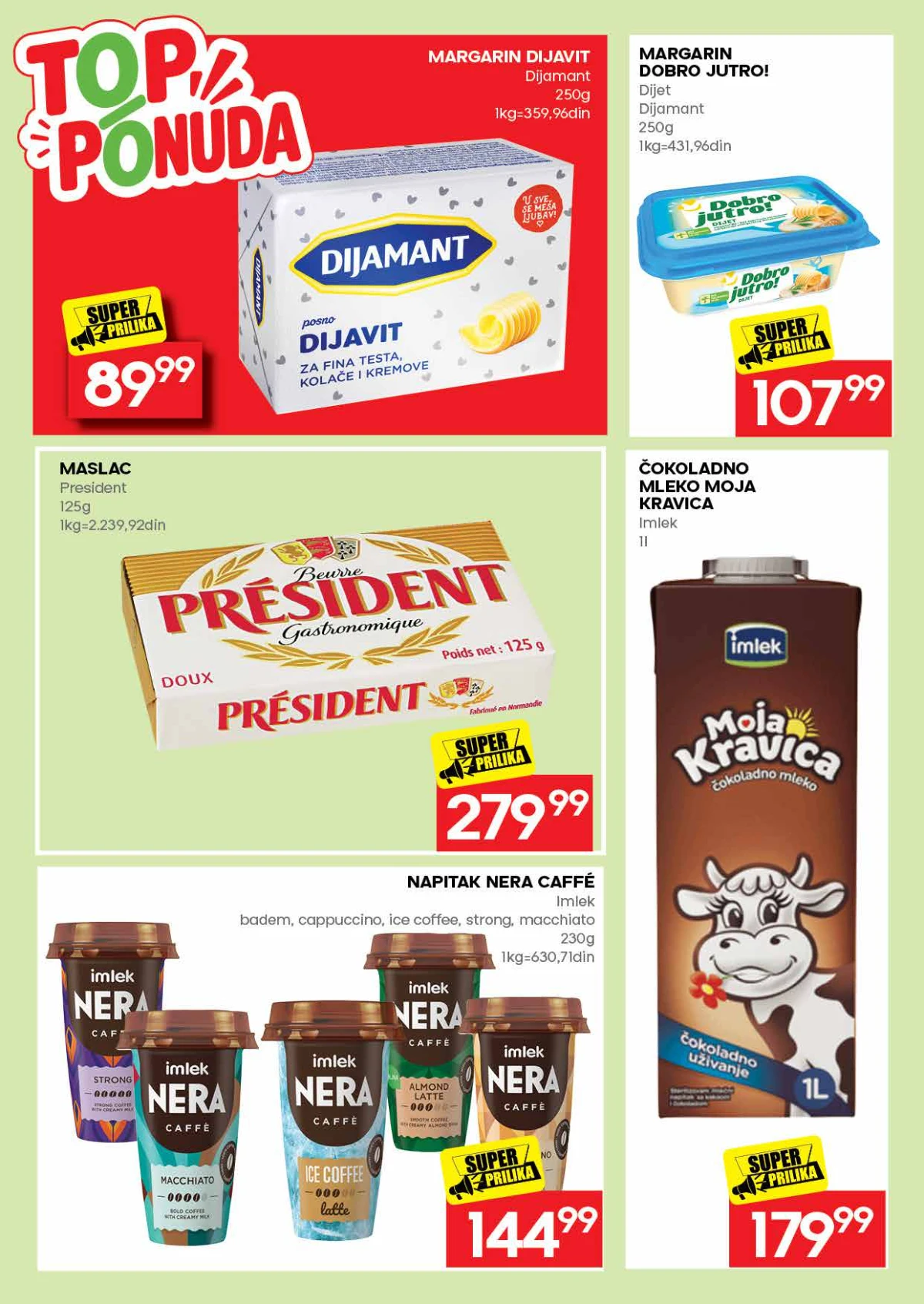 Roda katalog do 30.08.2026. – Dijamant margarin, President maslac i Moja Kravica čokoladno mleko