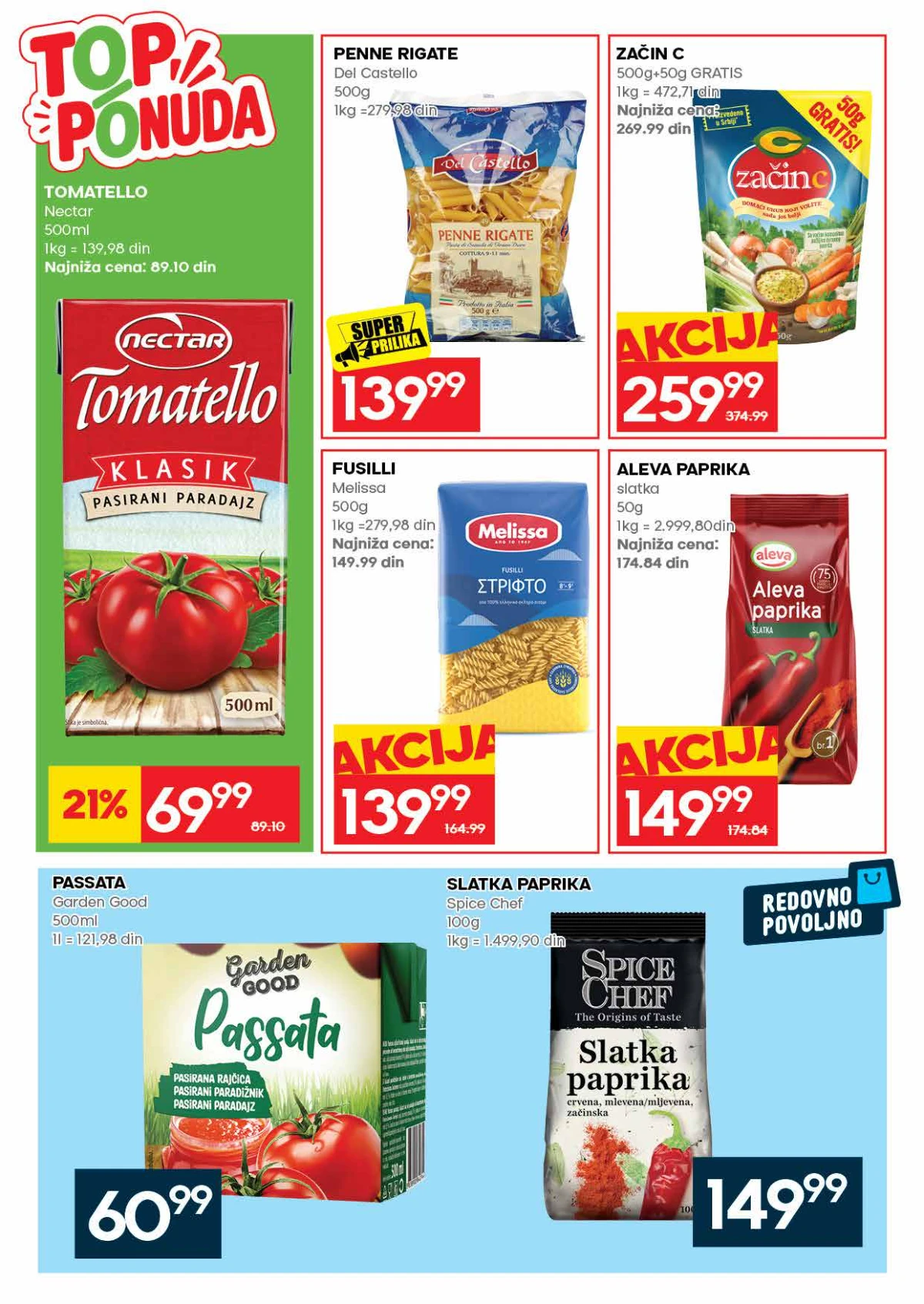 Roda katalog do 30.08.2026. – Tomatello, testenina, začini i paprika