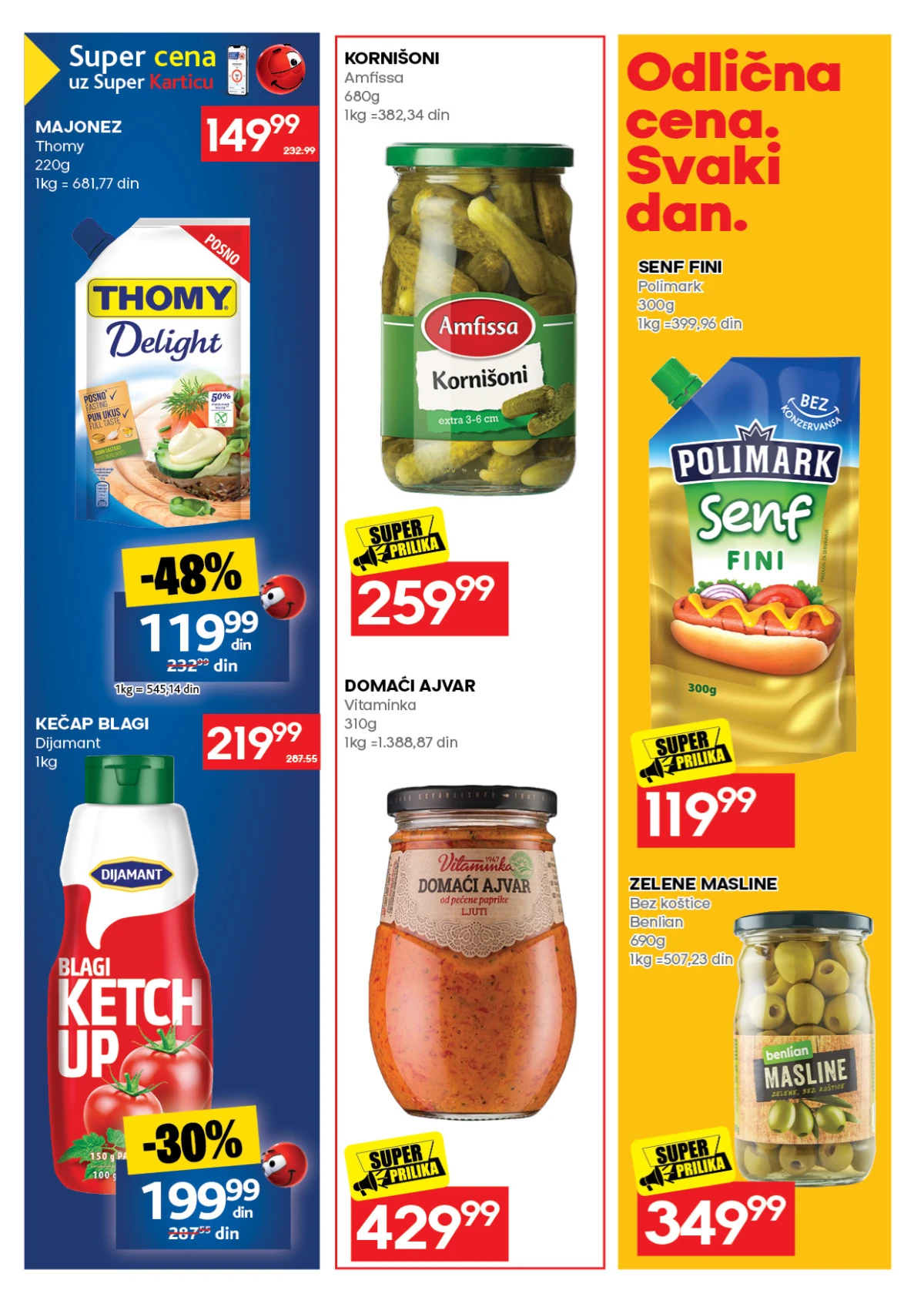 Roda katalog do 30.08.2026. – Thomy majonez, Dijamant kečap, kornišoni, ajvar, senf i masline