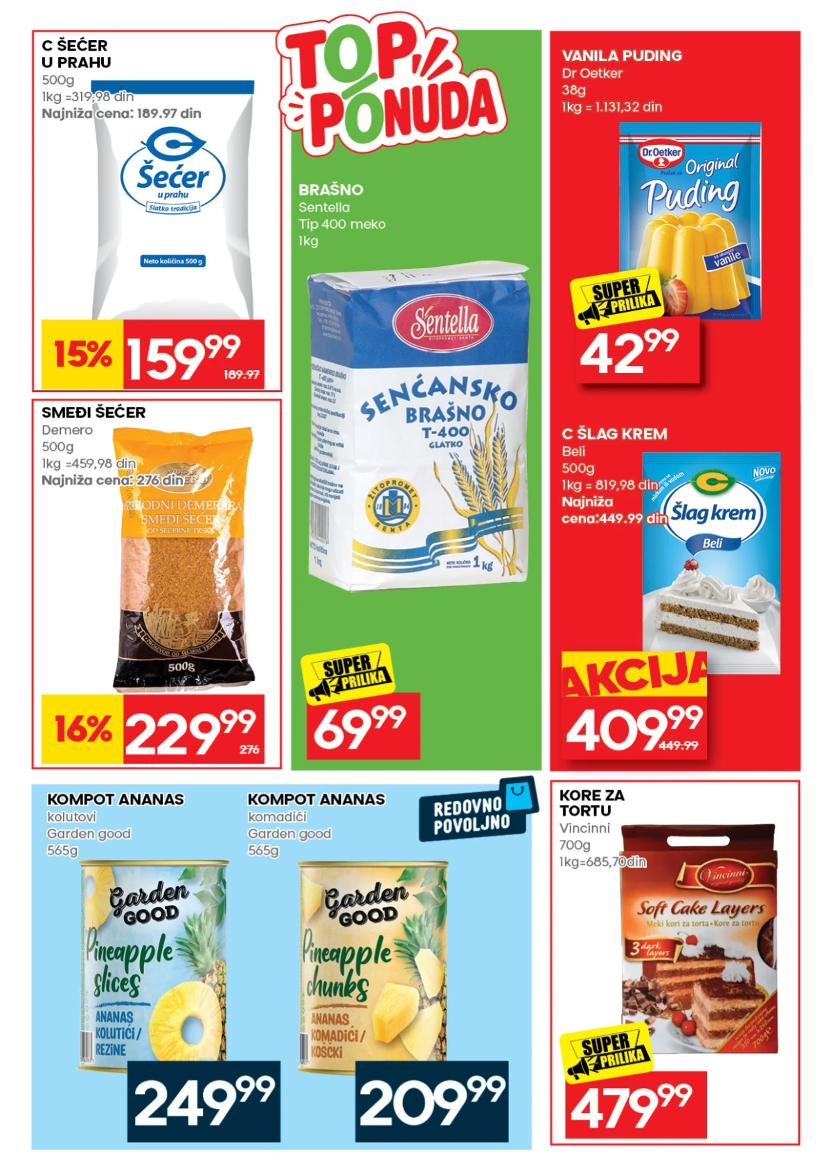 Roda katalog do 30.08.2026. – šećer, brašno, puding, šlag krem i kore za tortu