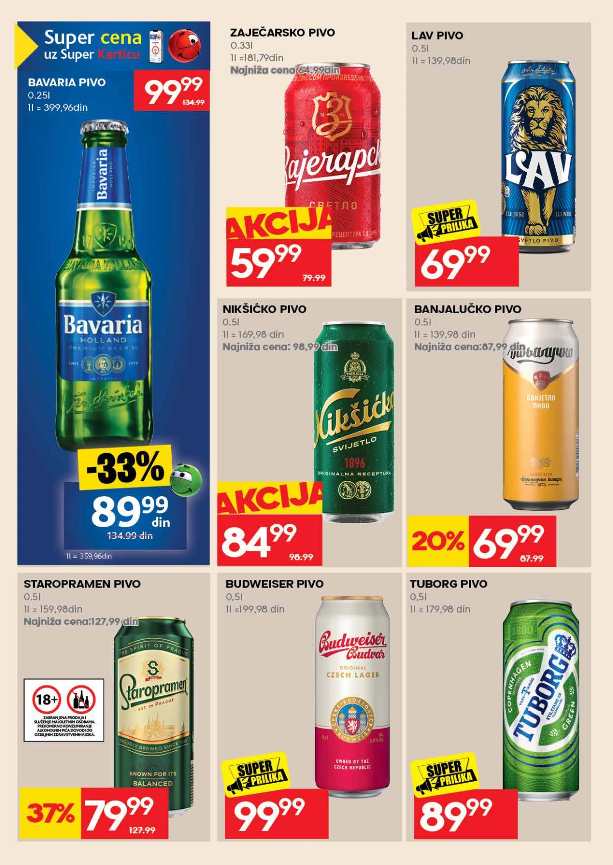 Roda katalog do 30.08.2026. – Bavaria, Staropramen, Zaječarsko, Nikšićko i druga piva